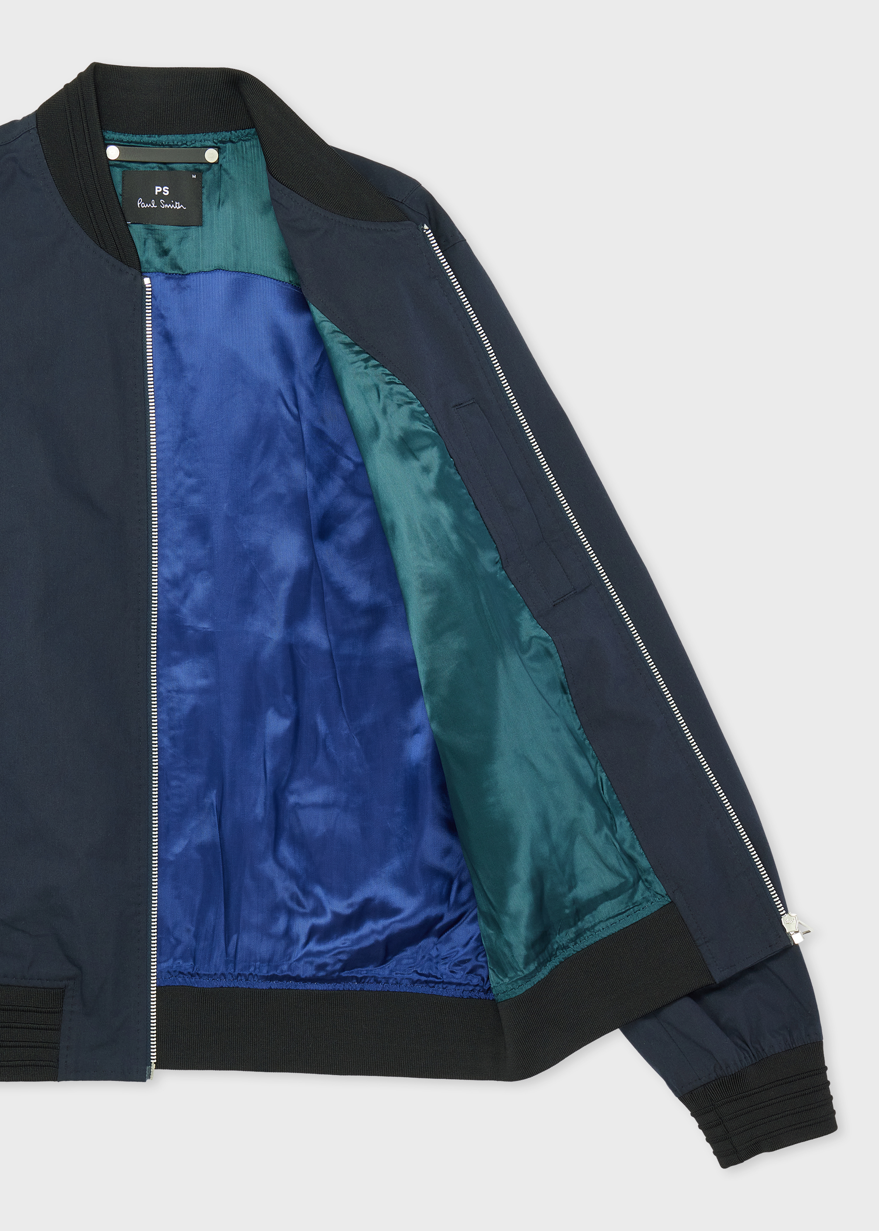 Navy Cotton-Blend Stretch Bomber Jacket - 4