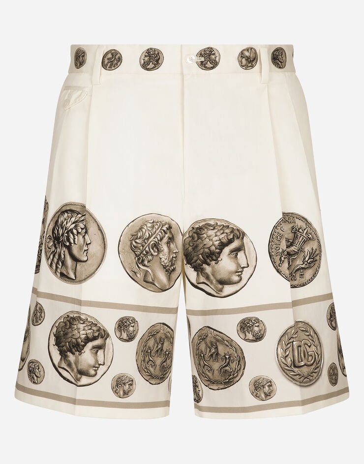 Coin print stretch drill Bermuda shorts - 1