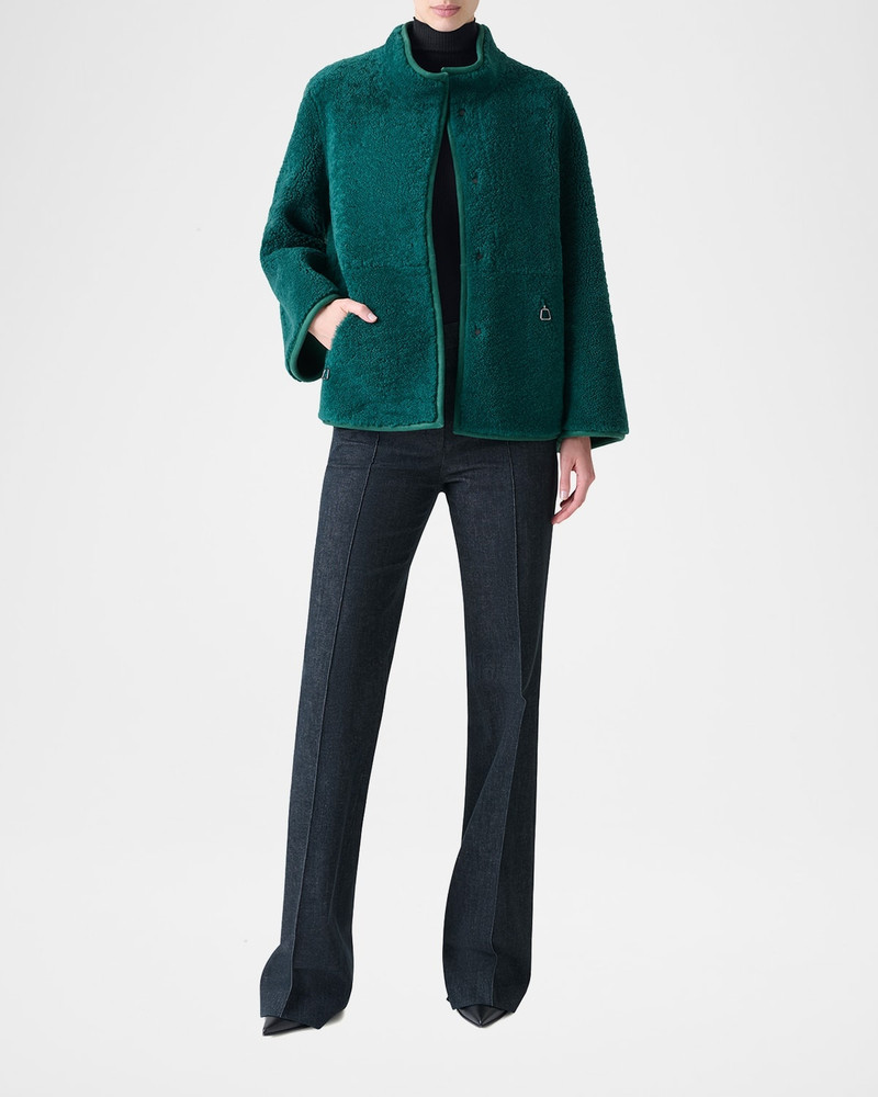 AKRIS Dru Reversible Shearling and Leather Jacket outlook