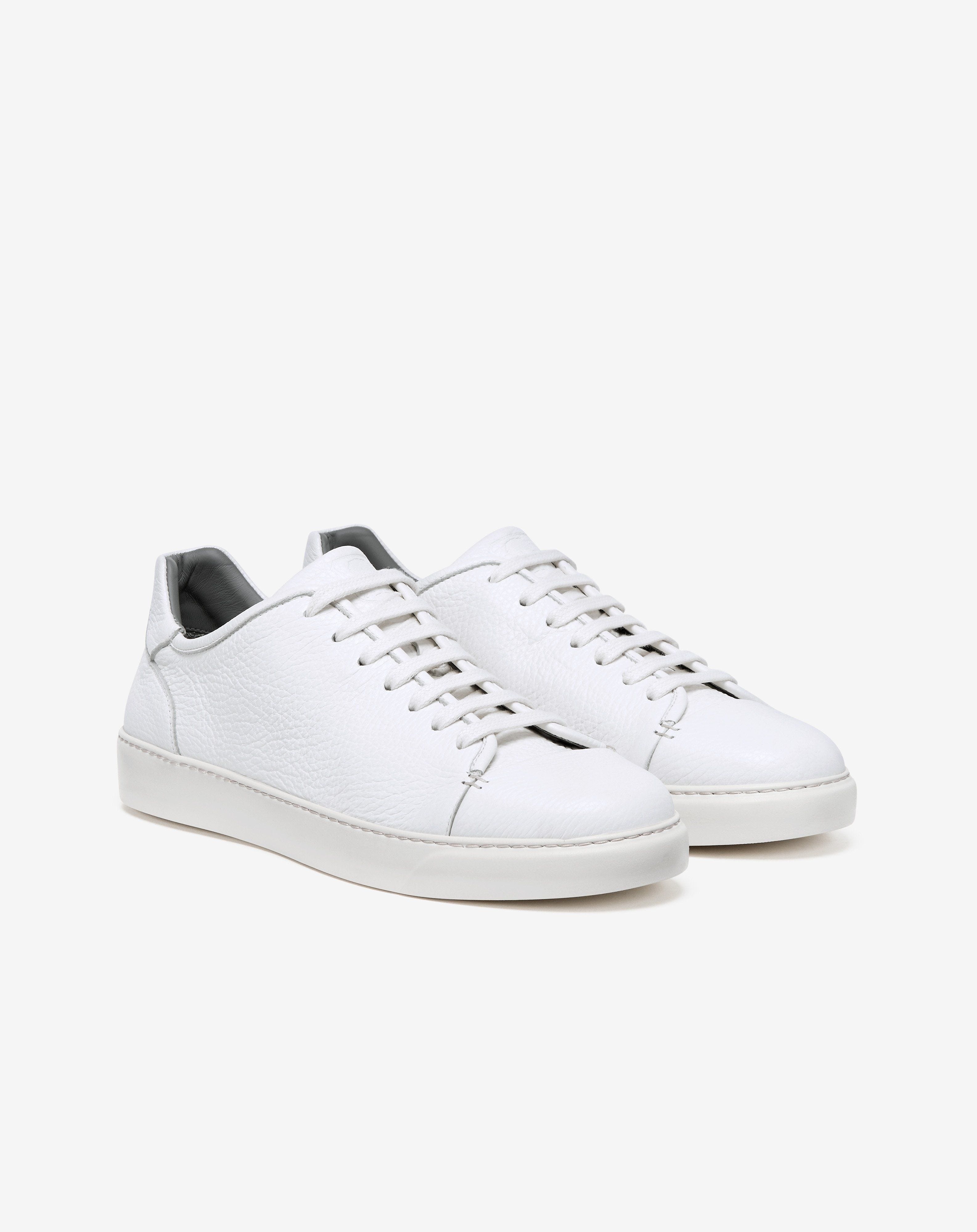 White deer print leather trainer - 2