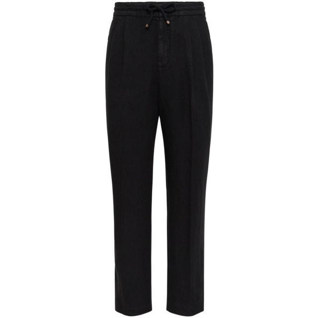 Black straight trousers with drawstring - 1