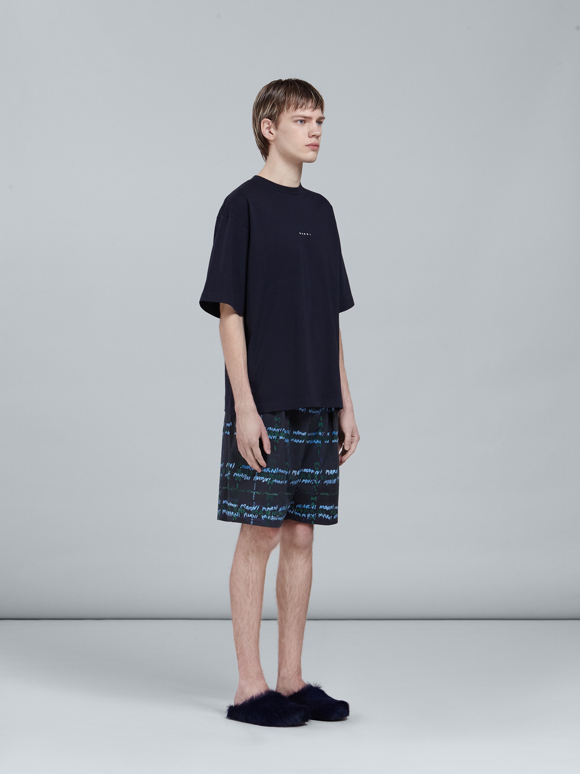 CROSSROADS PRINT BLACK POPLIN BERMUDA PANTS - 5