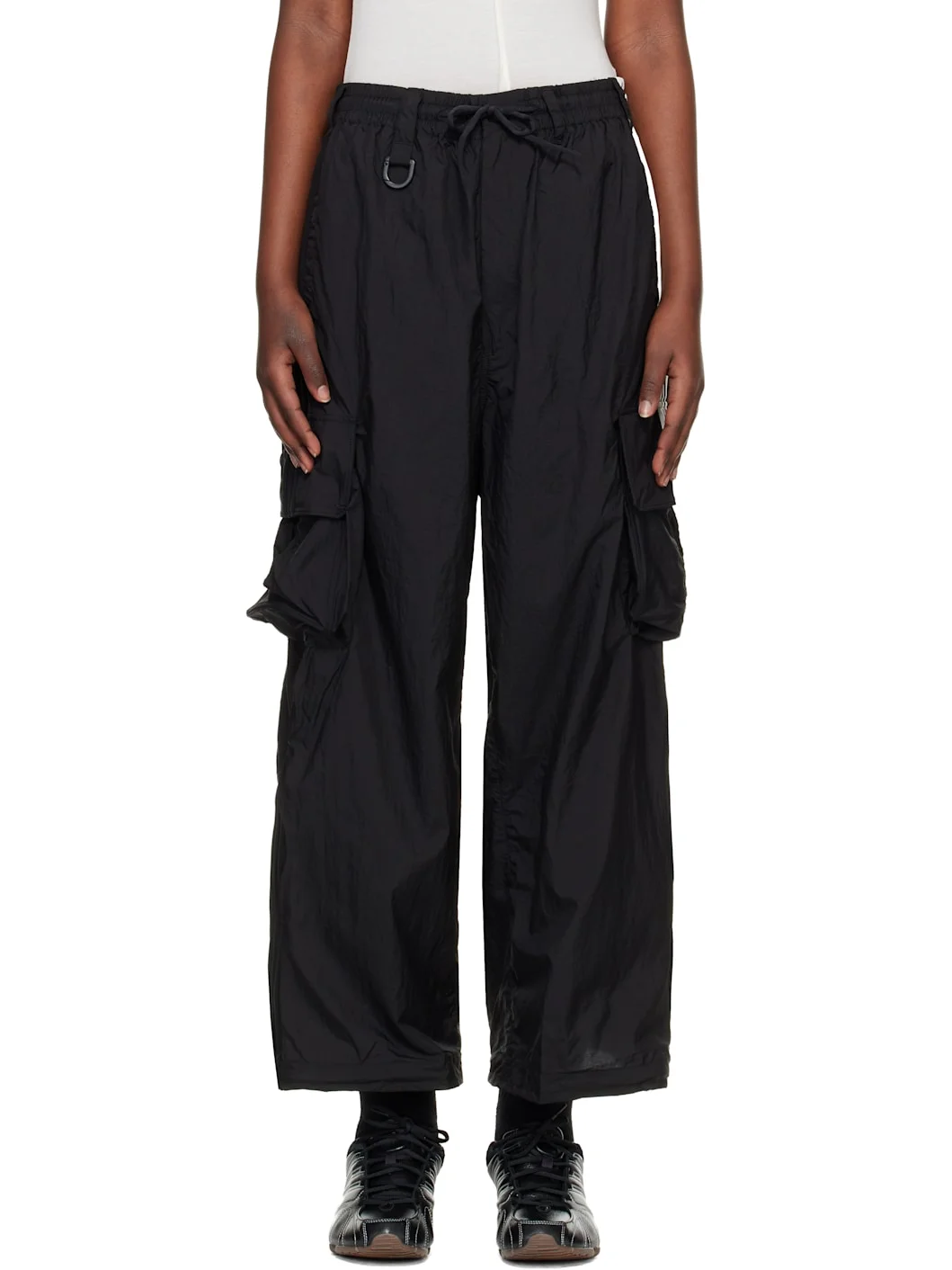 Black 'Y-3' Nylon Wired 3 Stripes Cargo Pants - 1
