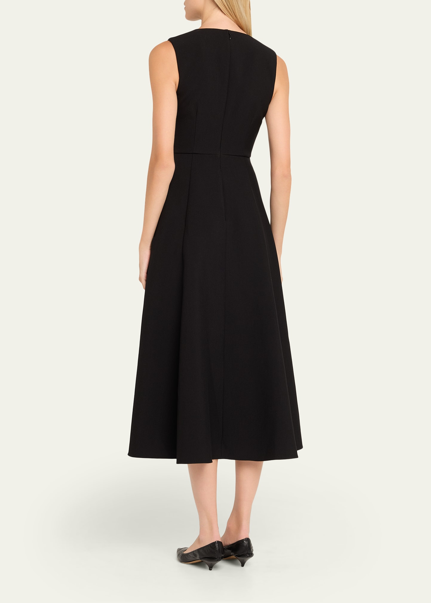 Sleeveless Origami Draped Crepe Midi Dress - 3