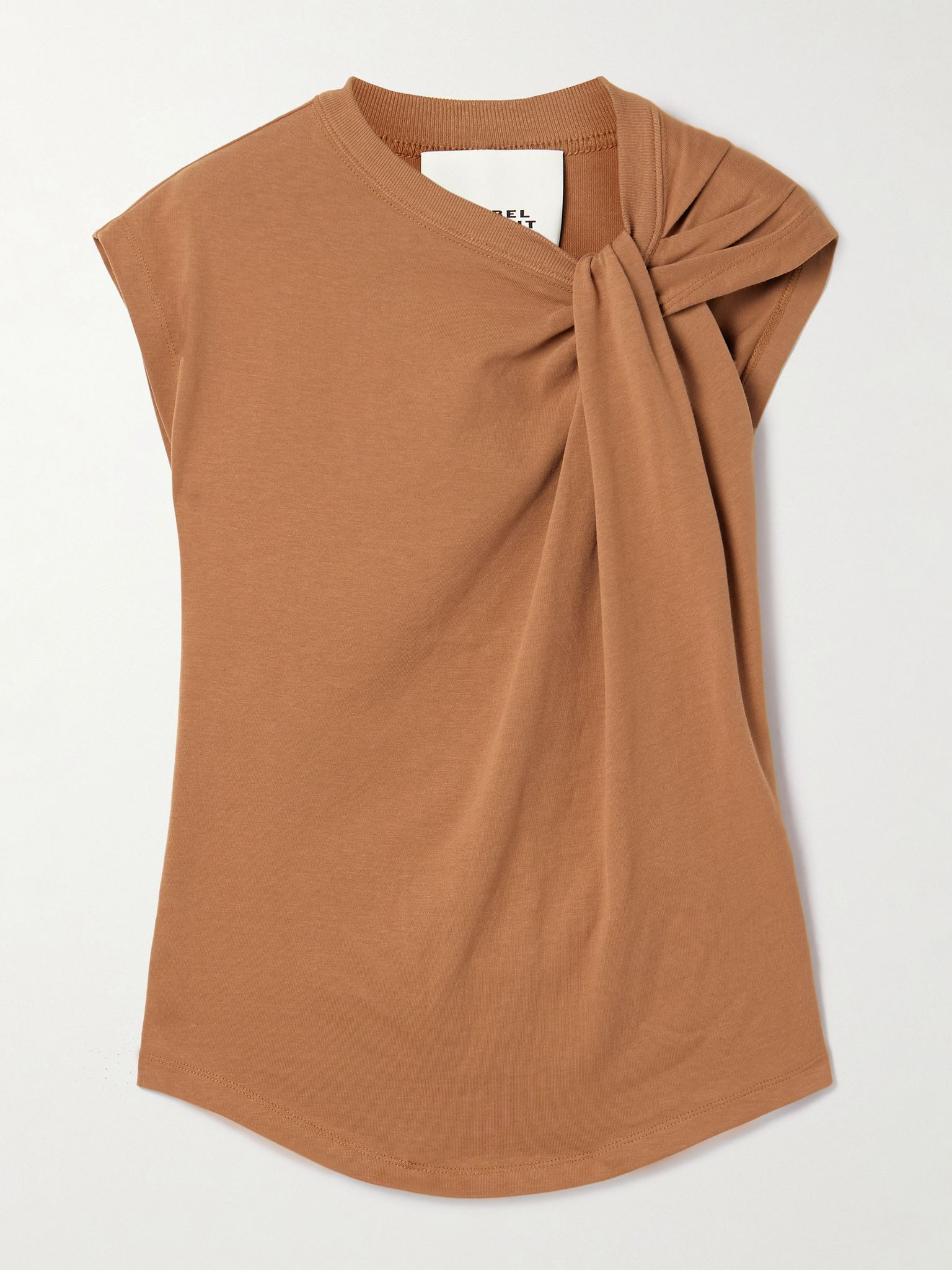 Nayda knotted cotton-jersey top Light brown - 1