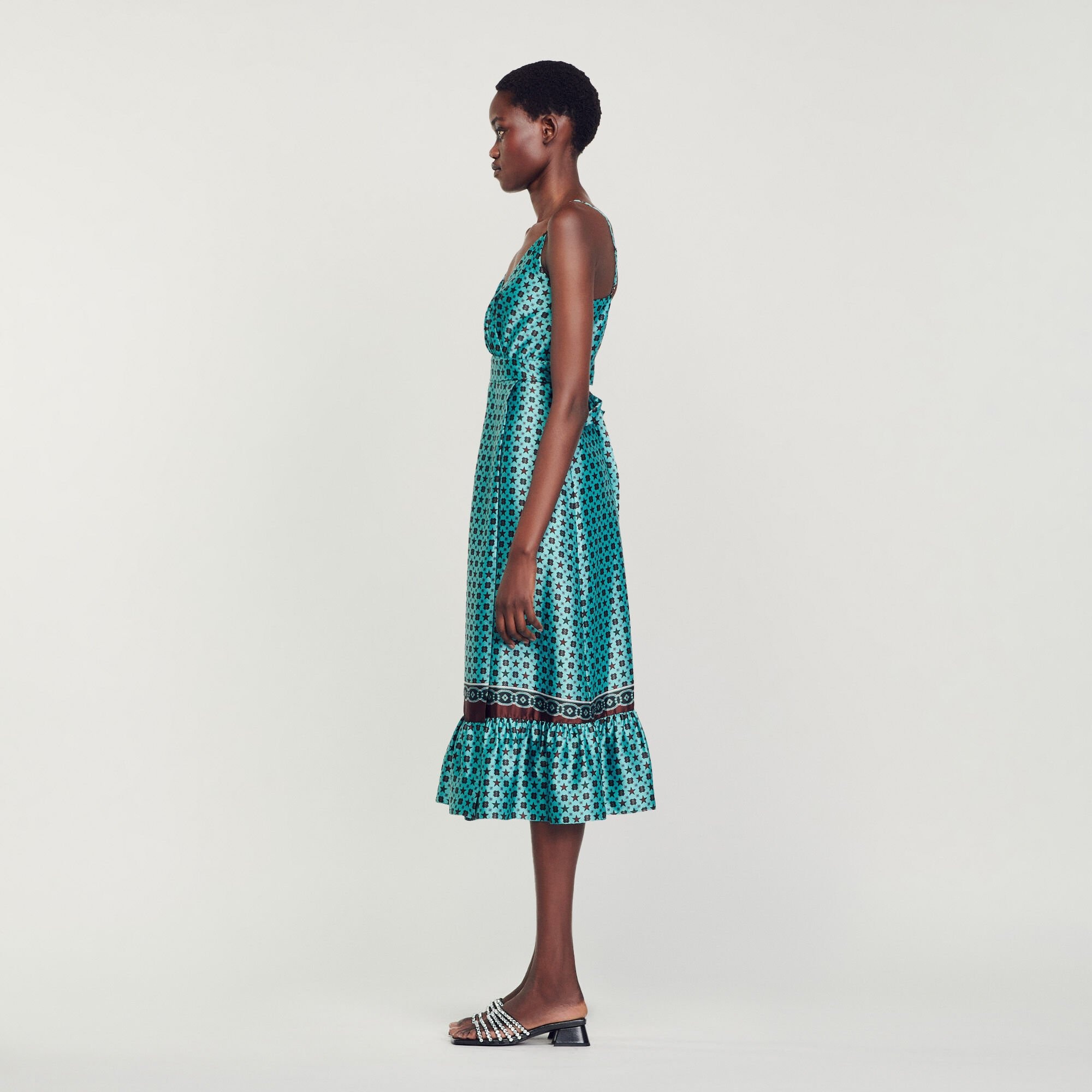 PRINTED SATIN MIDI DRESS - 7