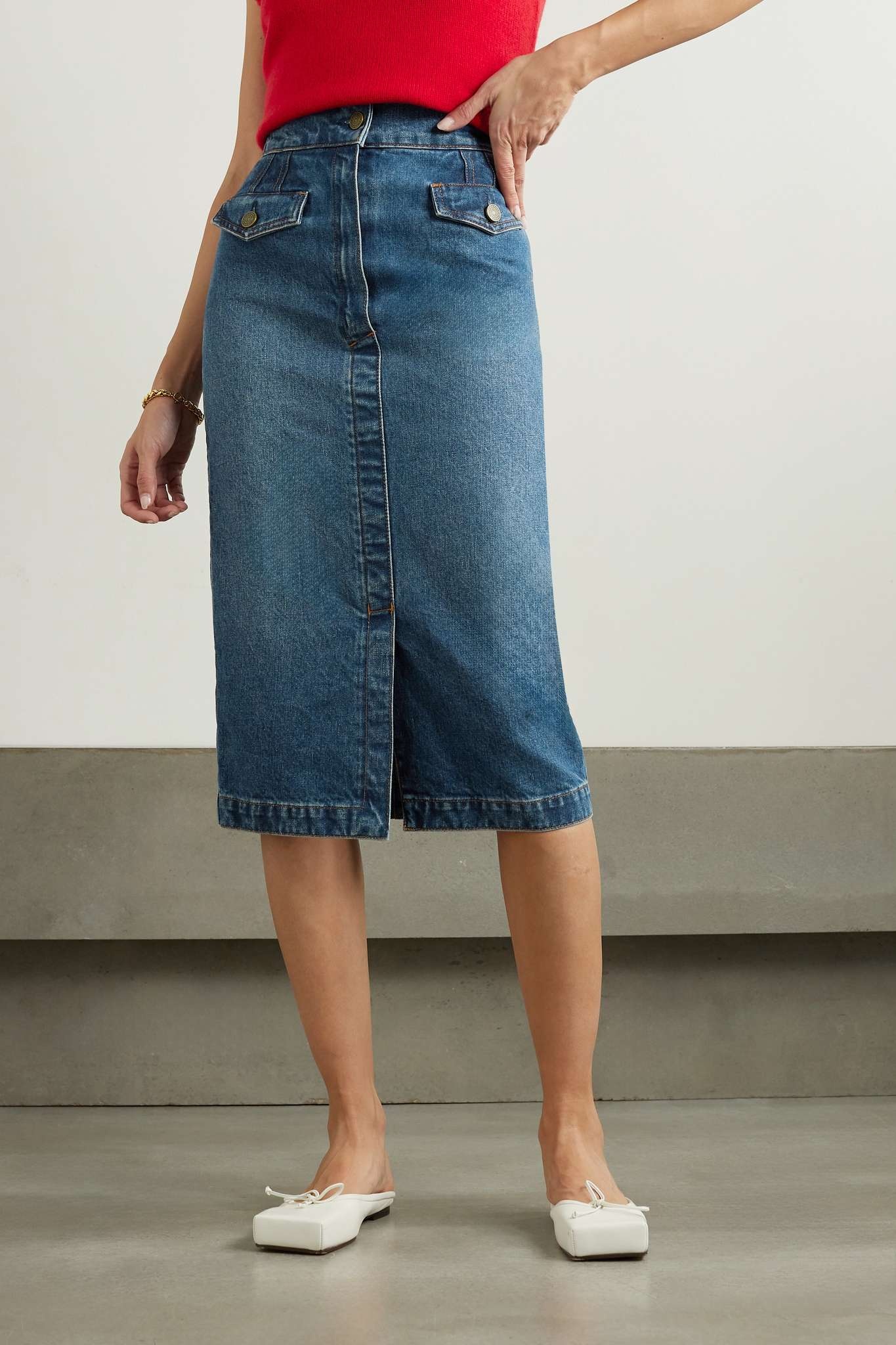 + NET SUSTAIN Denim midi skirt - 3