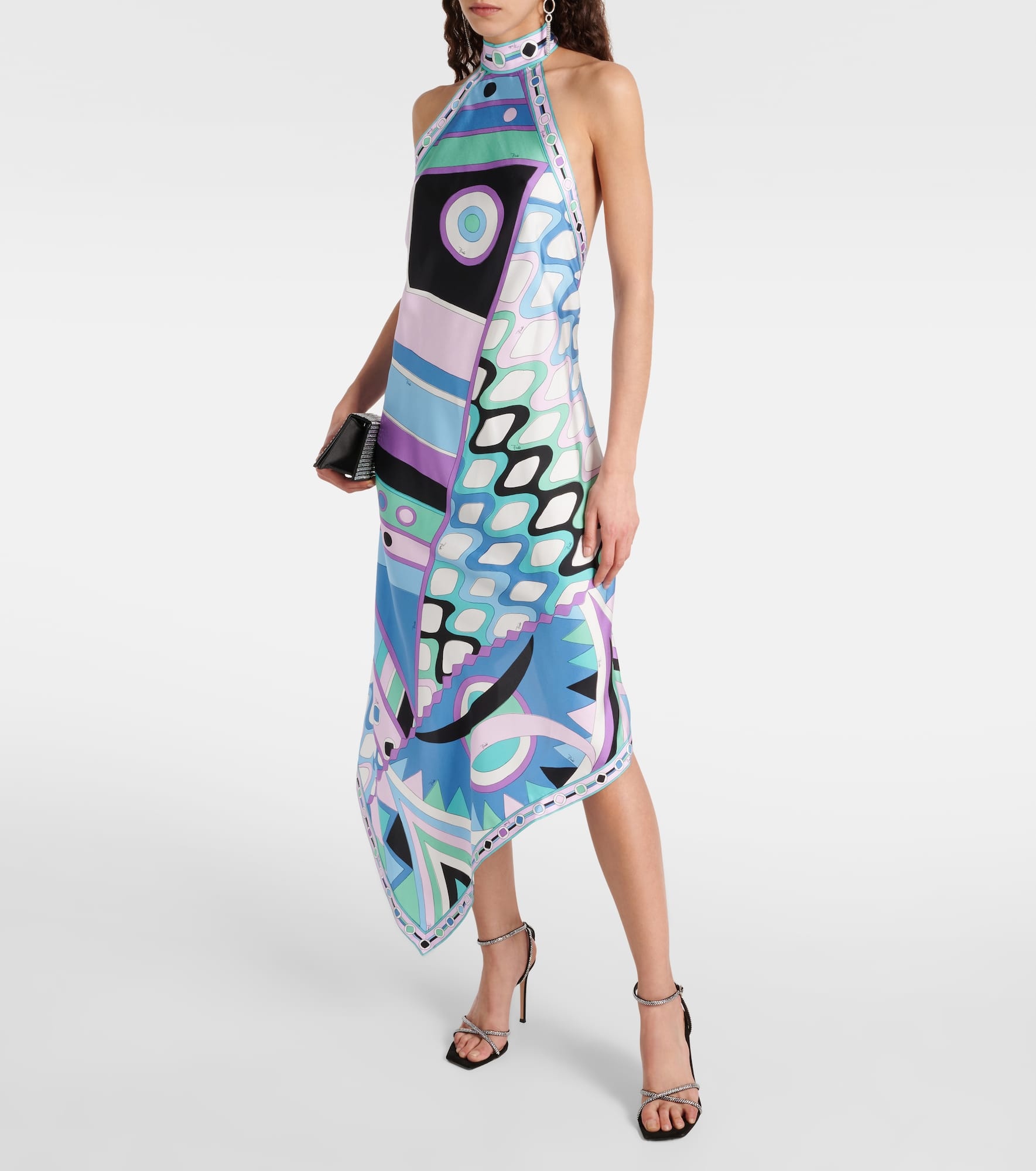 Vivara halterneck silk midi dress - 2