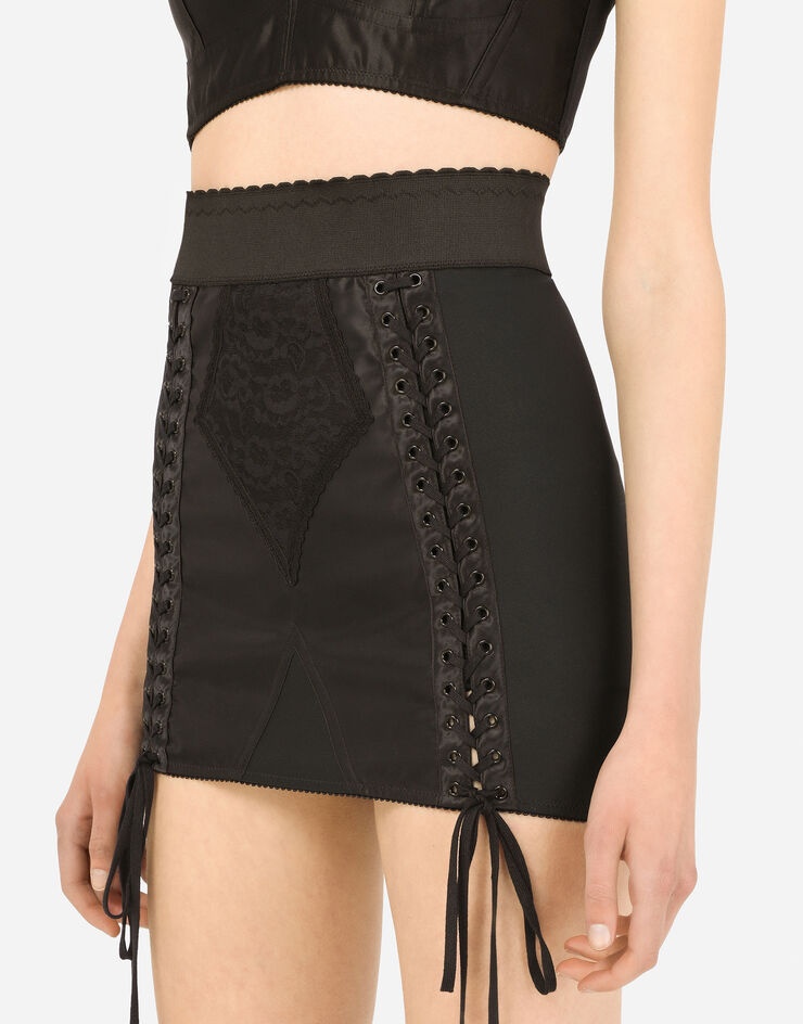 Corset-style miniskirt with laces and eyelets - 4