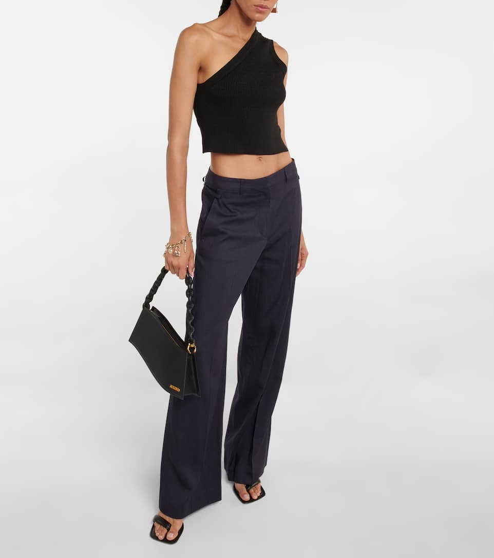 La Maille Ascu cropped linen-blend top - 2