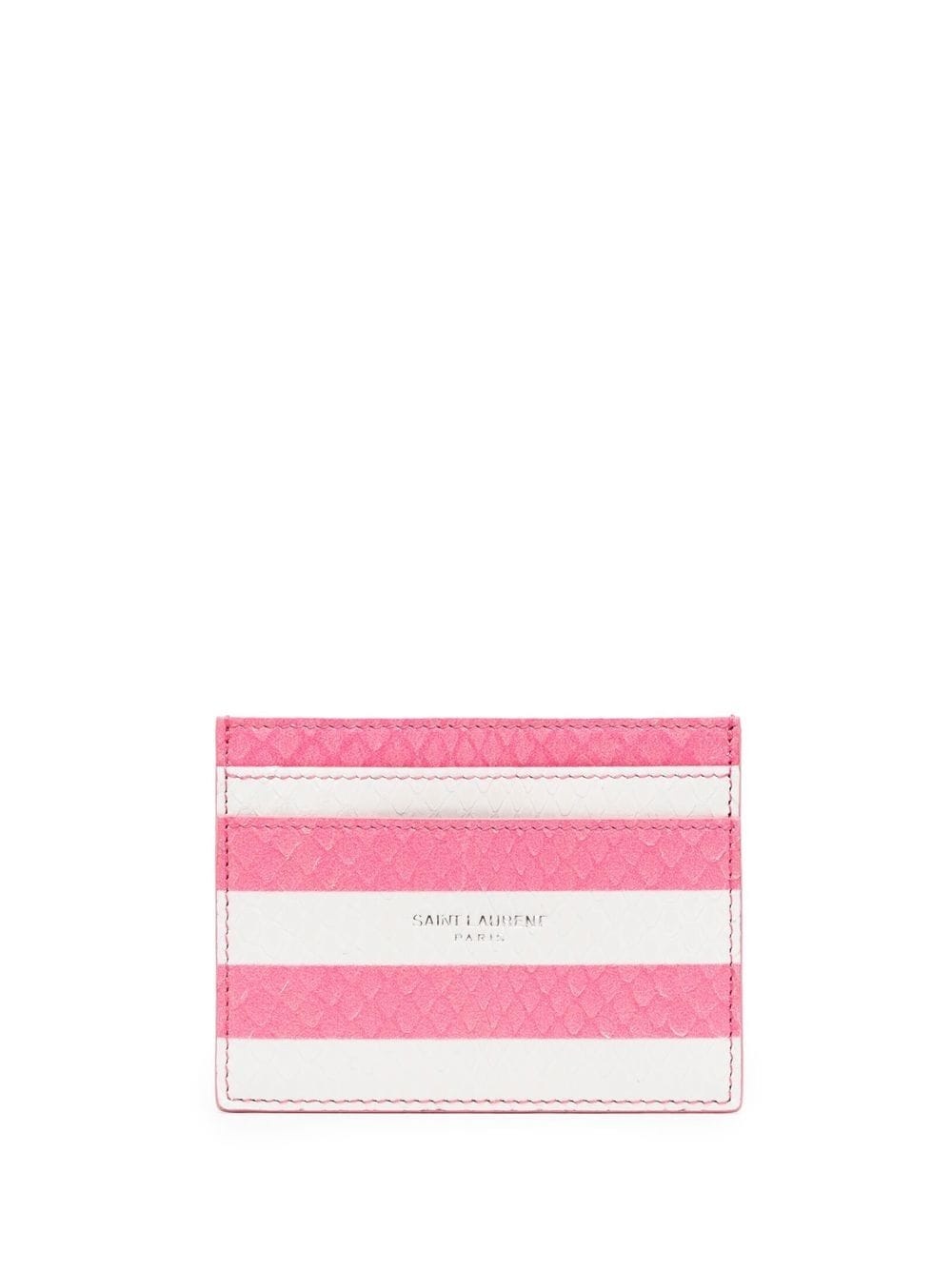 striped snakeskin-effect cardholder - 1