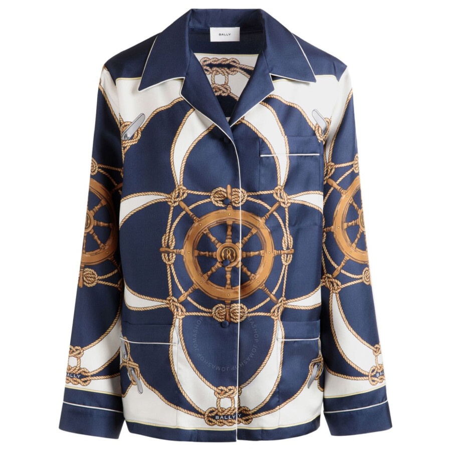 Bally - Bally Graphic-Print Notched-Collar Silk Shirt - 5