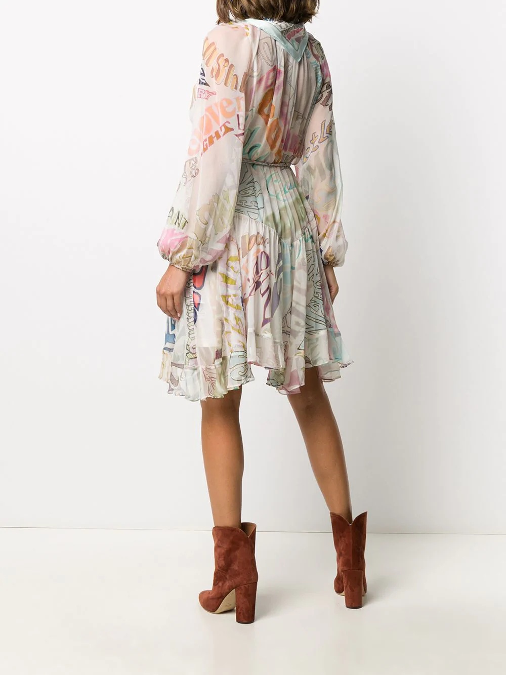 abstract letter print floaty dress - 4