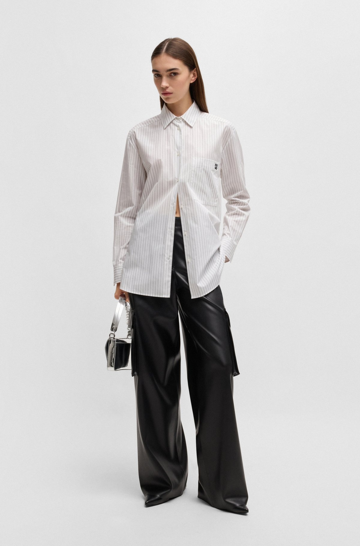 OVERSIZE-FIT BLOUSE IN STRIPED COTTON WITH BUTTERFLY PRINT - 3