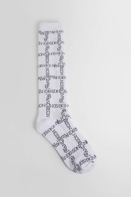 Jw anderson men's multicolor logo grid socks - 1