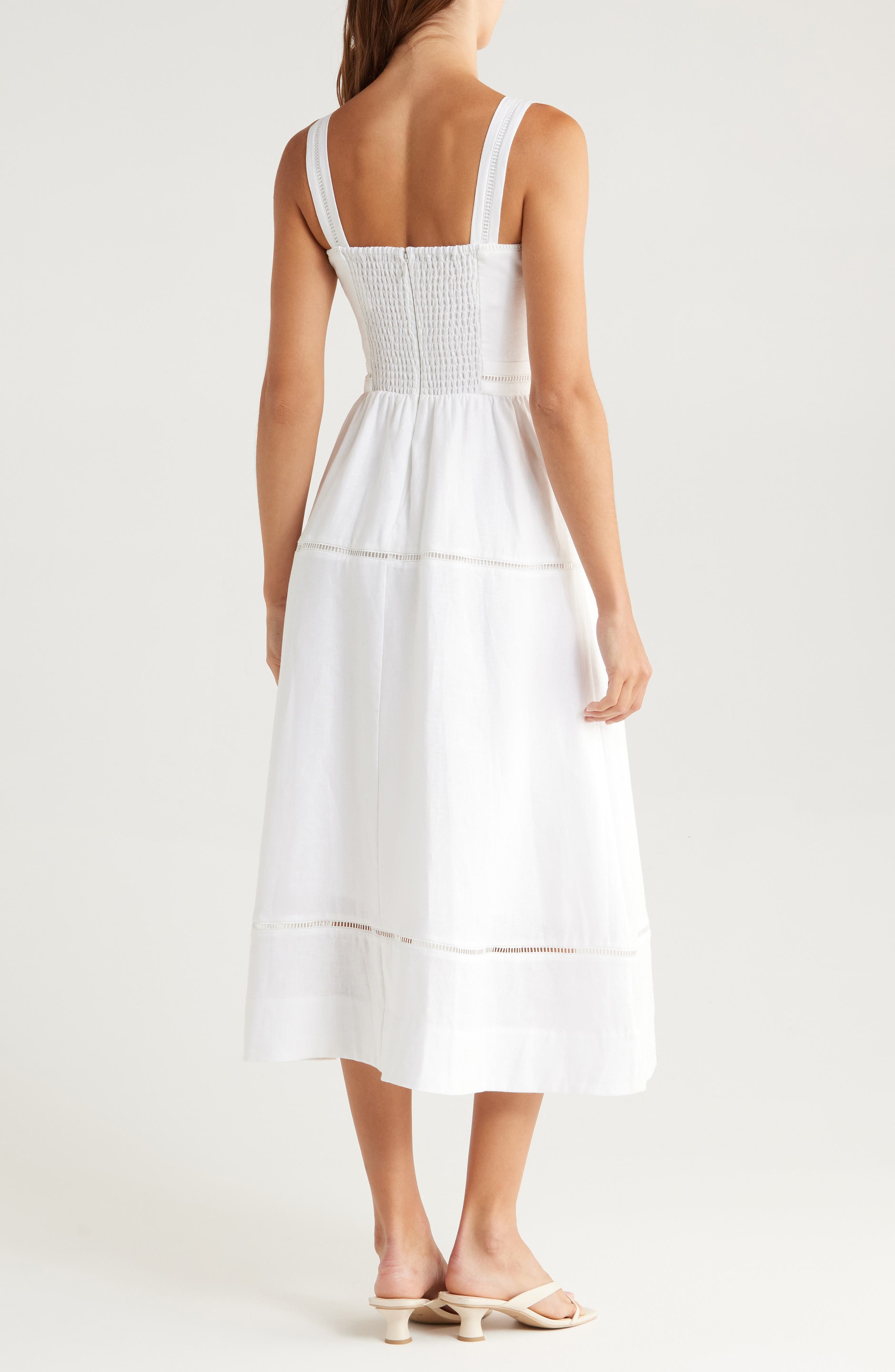 Reformation Everett Sleeveless Linen Midi Dress in White at Nordstrom - 3