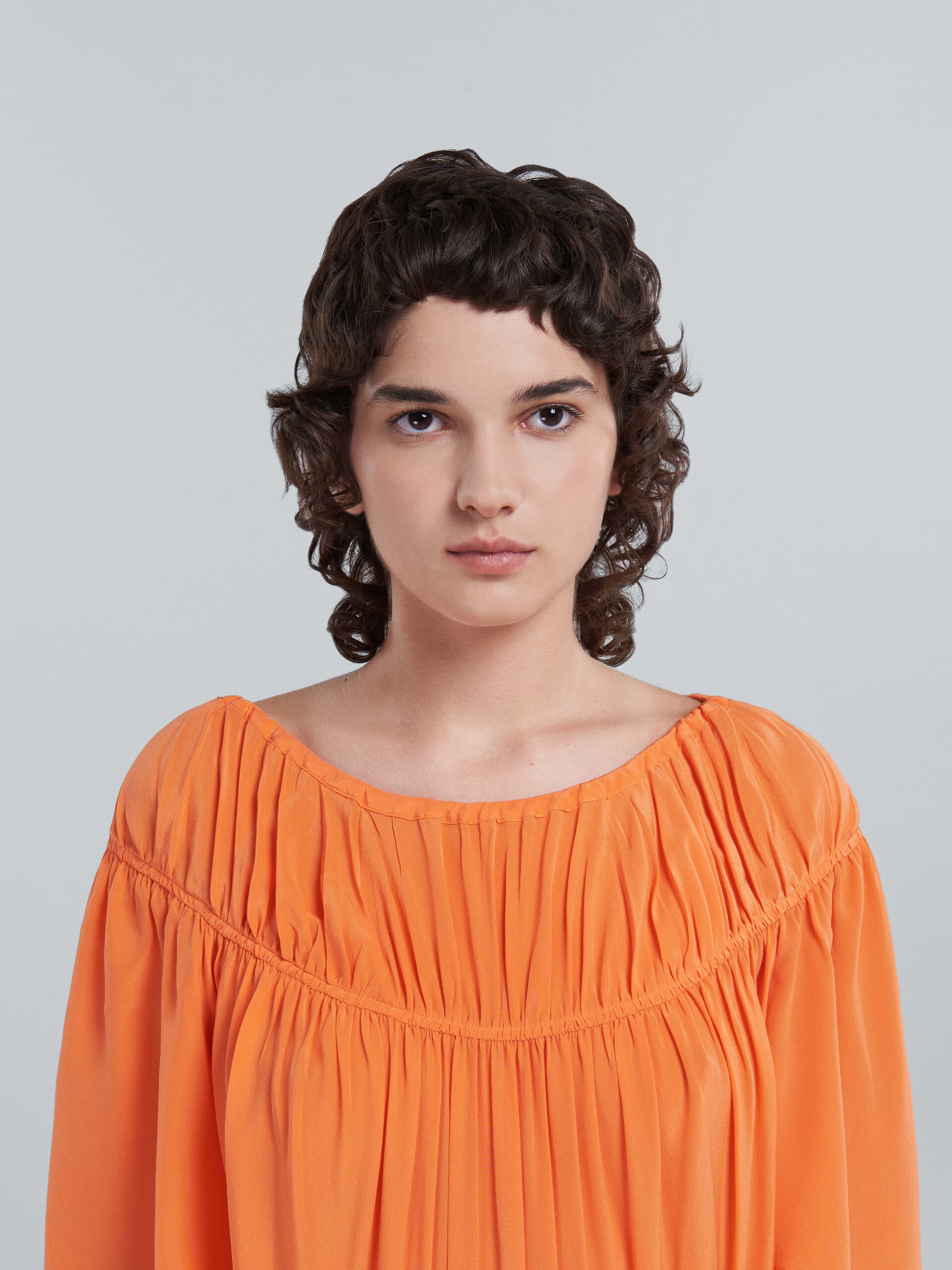 LONG DRESS IN ORANGE SILK - 4