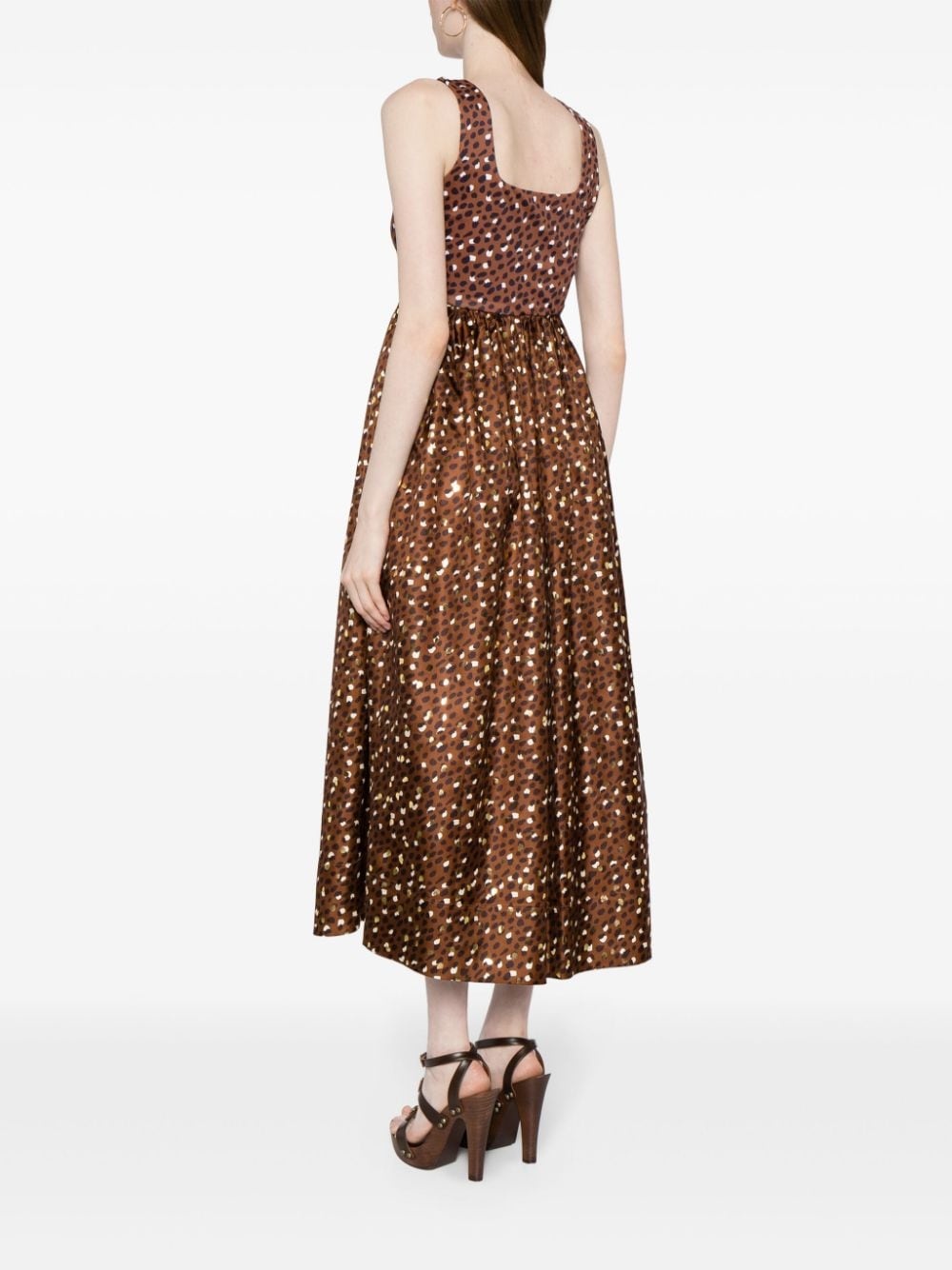 leopard-print silk midi dress - 4
