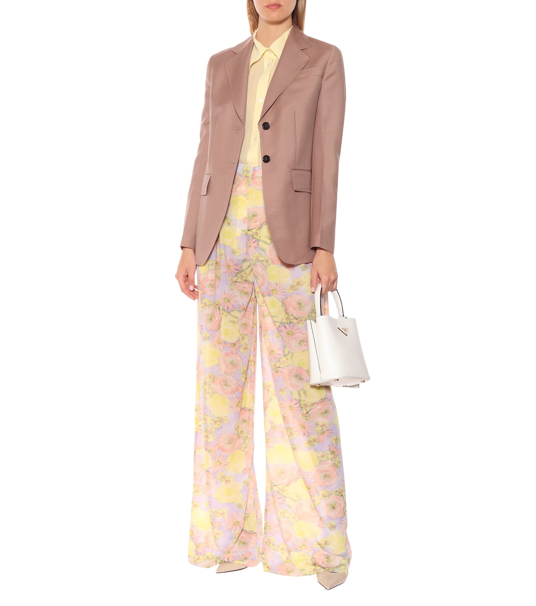 Floral jersey wide leg pants - 2