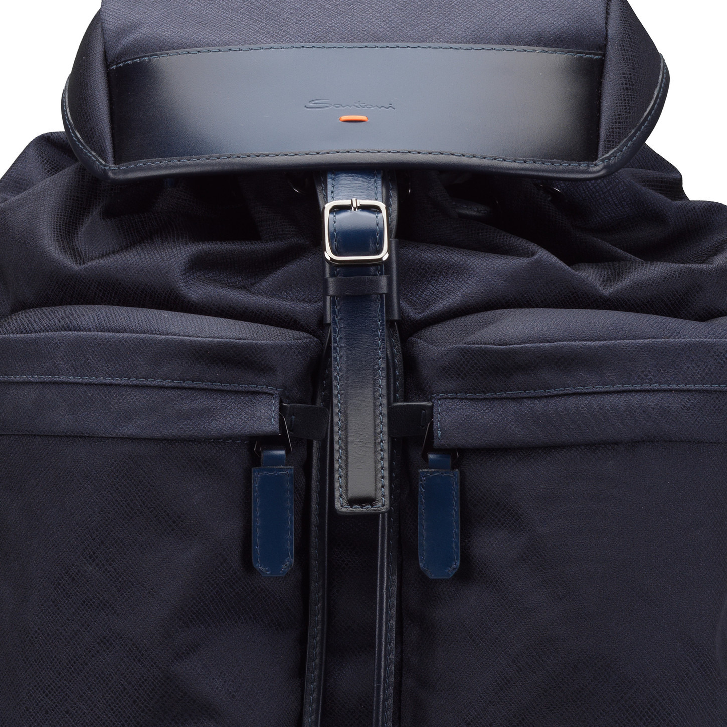 Blue leather and nylon backpack - 6