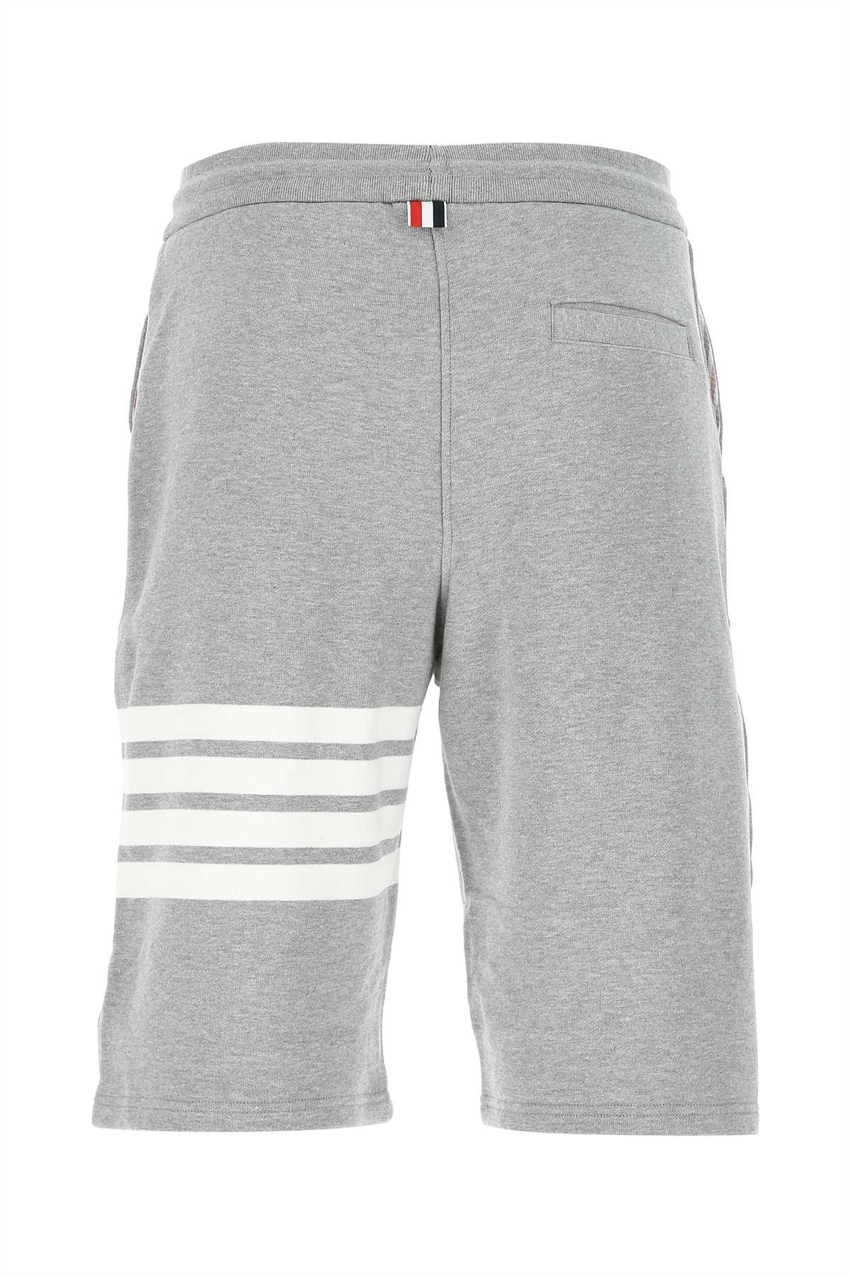 Thom Browne Men Melange Grey Cotton Bermuda Shorts - 2