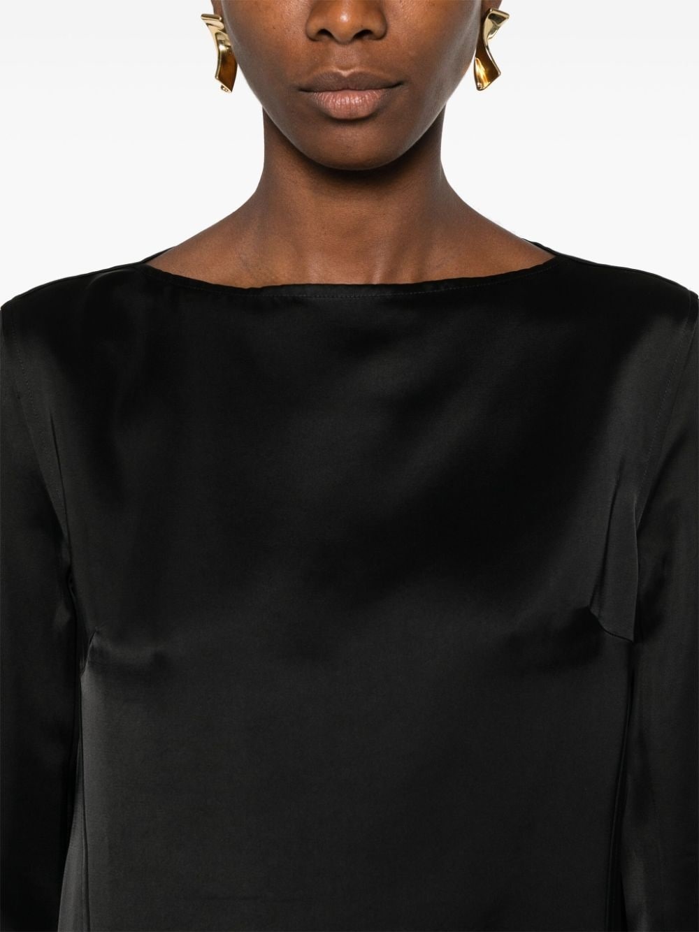 long-sleeve satin top - 5