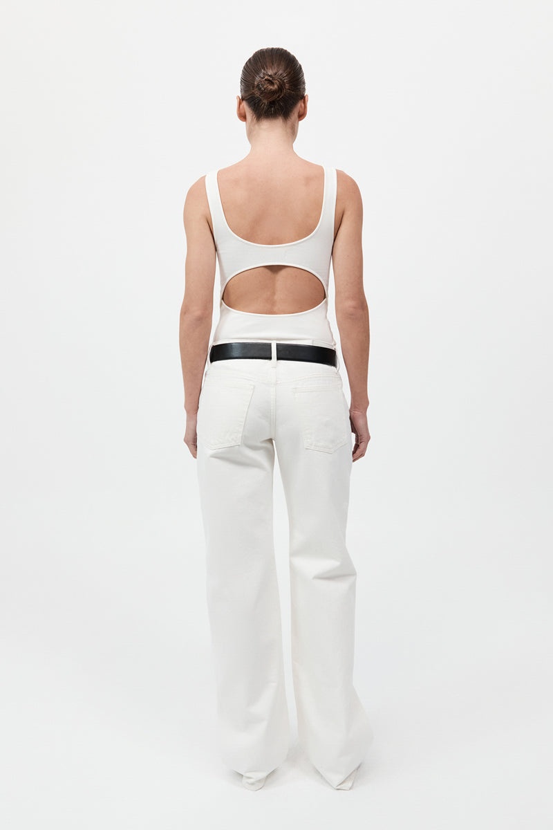 Rib Bateau Cut Out Top - White - 6