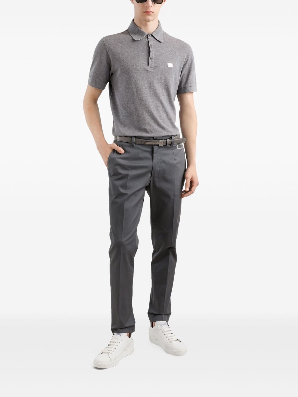 logo-plaque polo shirt - 2