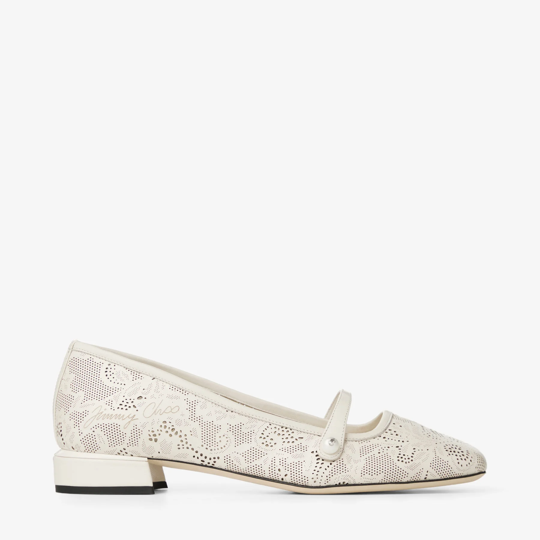 Elisa Ballerina Latte Jimmy Choo Perforated Nappa Lace Ballerina Pumps - 1