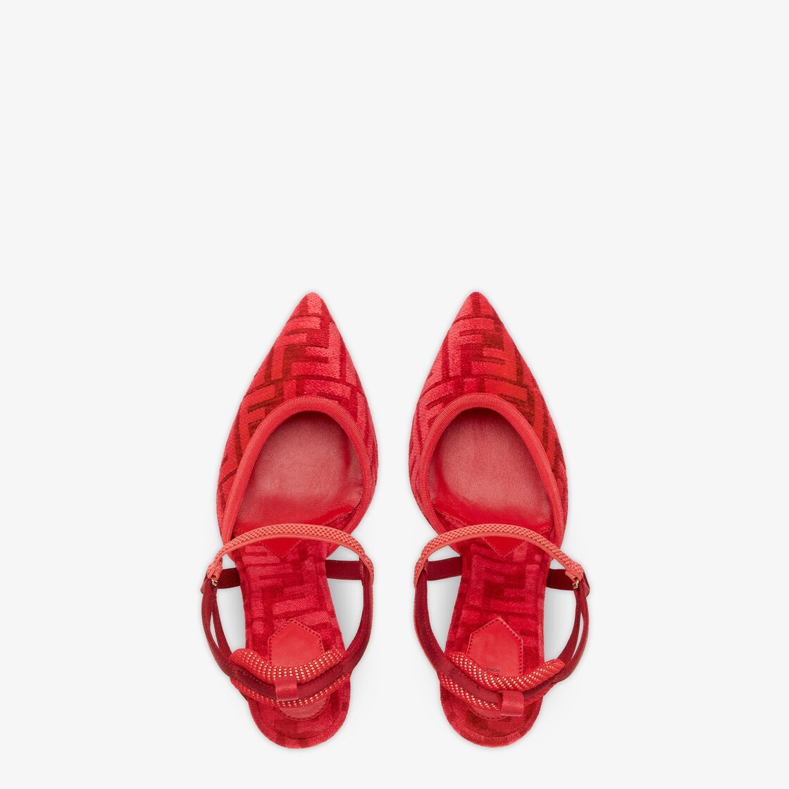 High-heeled red FF chenille slingbacks - 4