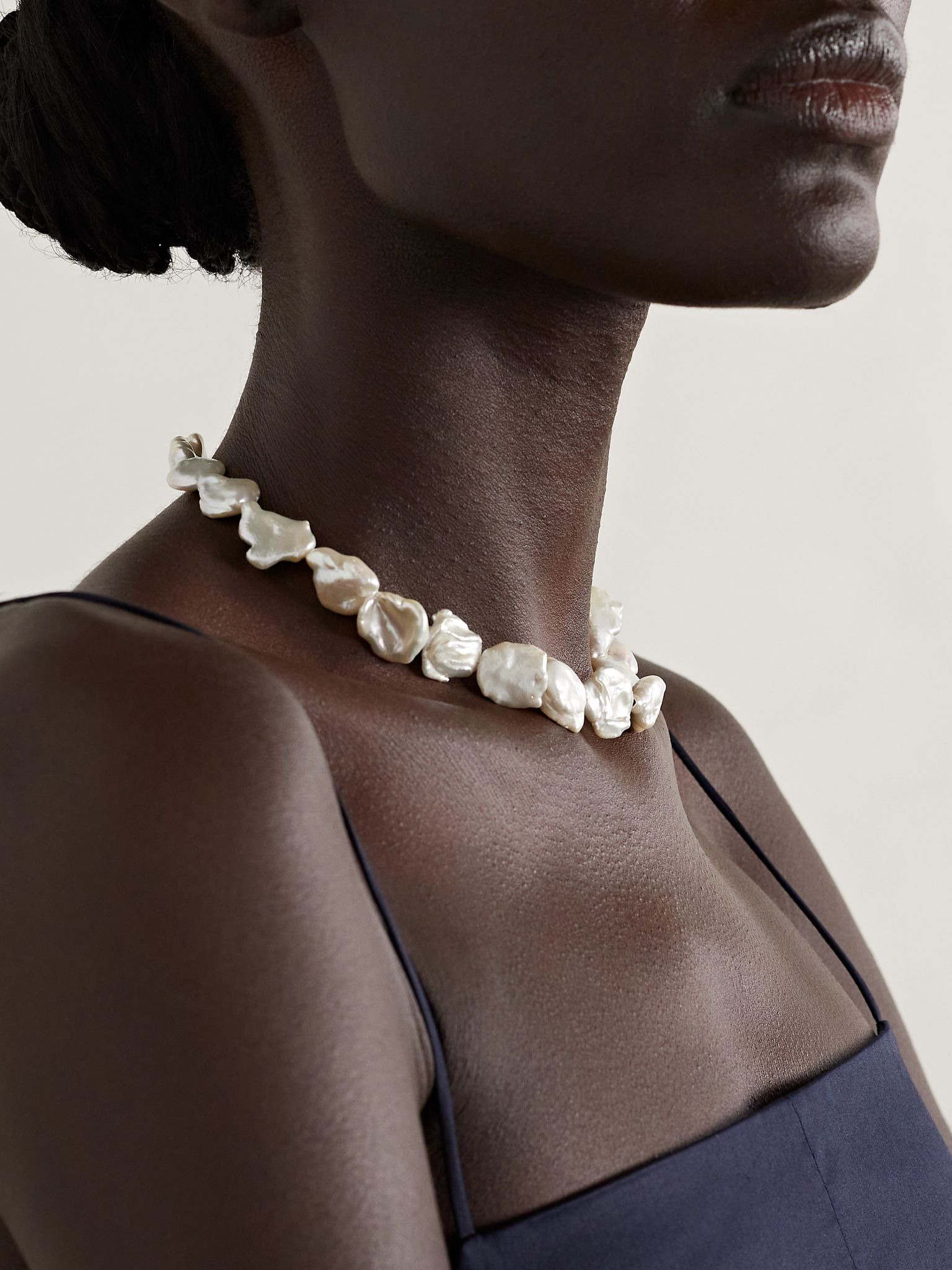 14-karat gold pearl necklace White - 2