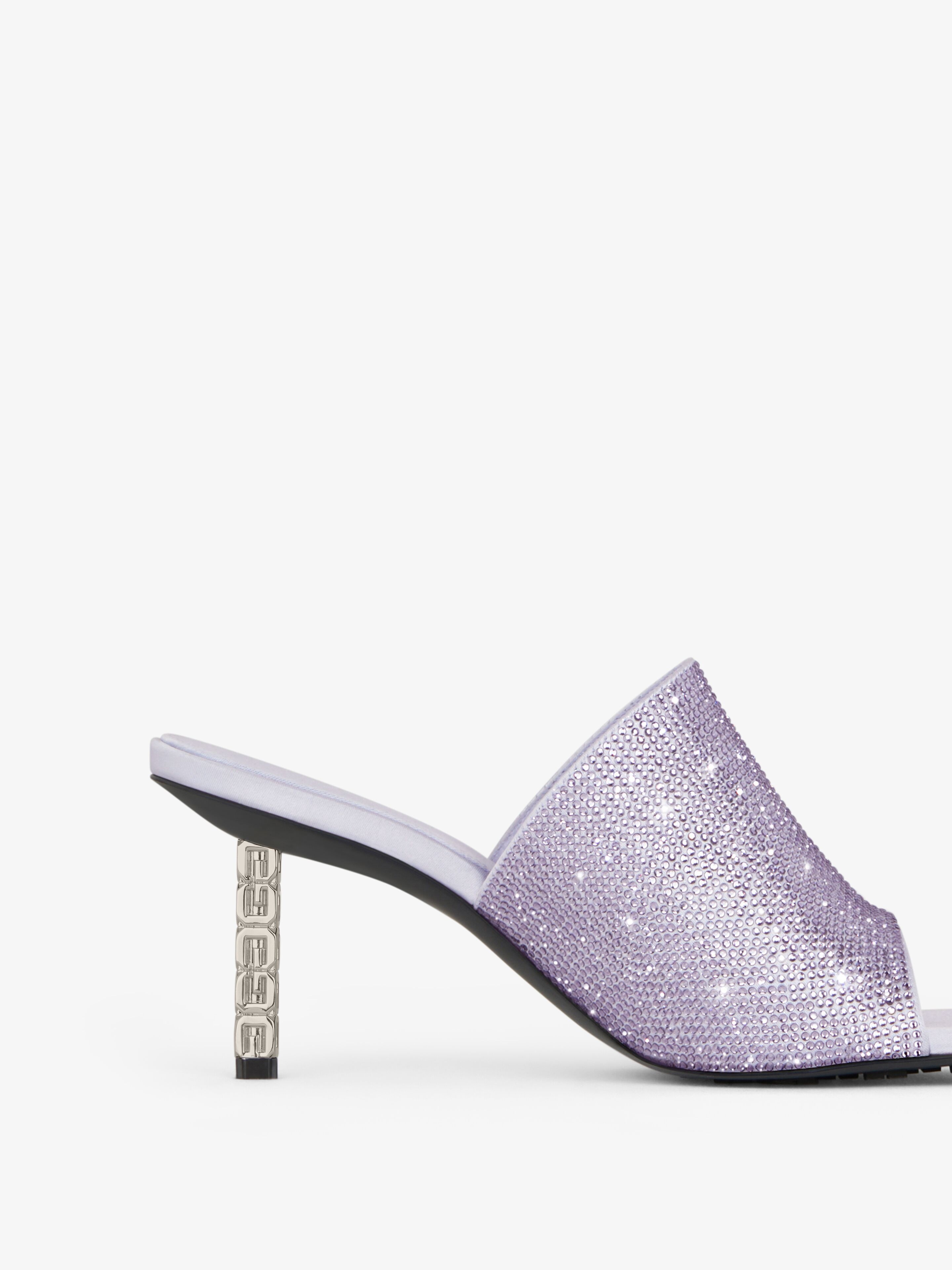 サンダル・ミュール GIVENCHY Givenchy G Cube mules in satin with strass Givenchy G CUBE MULES IN SATIN WITH STRASS | REVERSIBLE