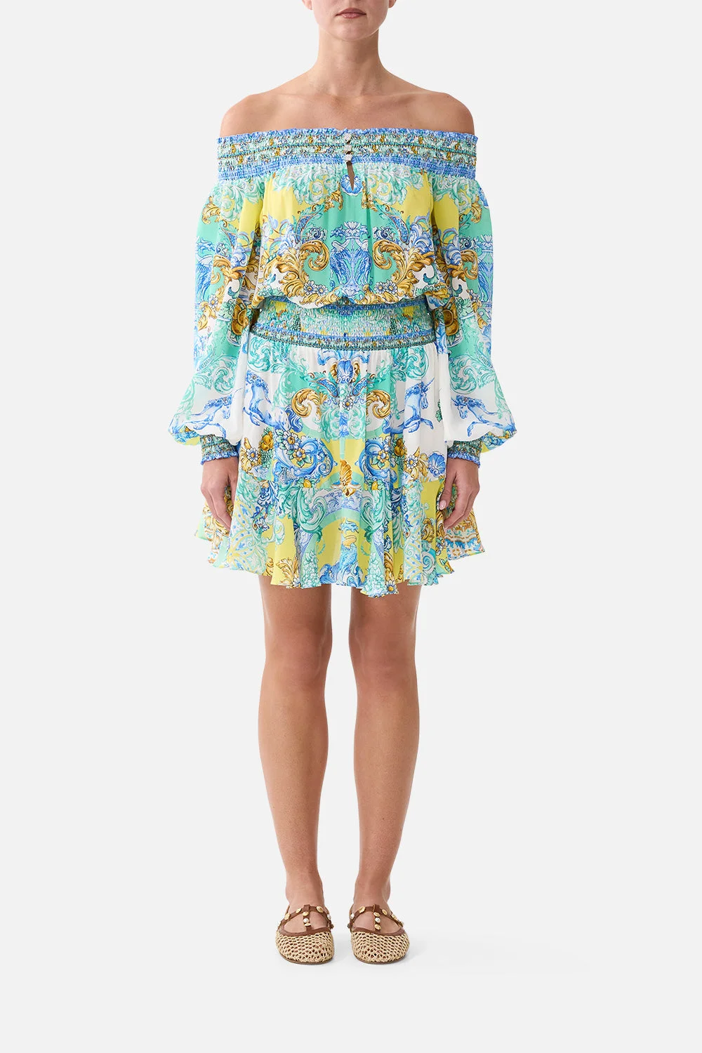 OFF SHOULDER SHORT DRESS DIAL UP THE TILES - 1