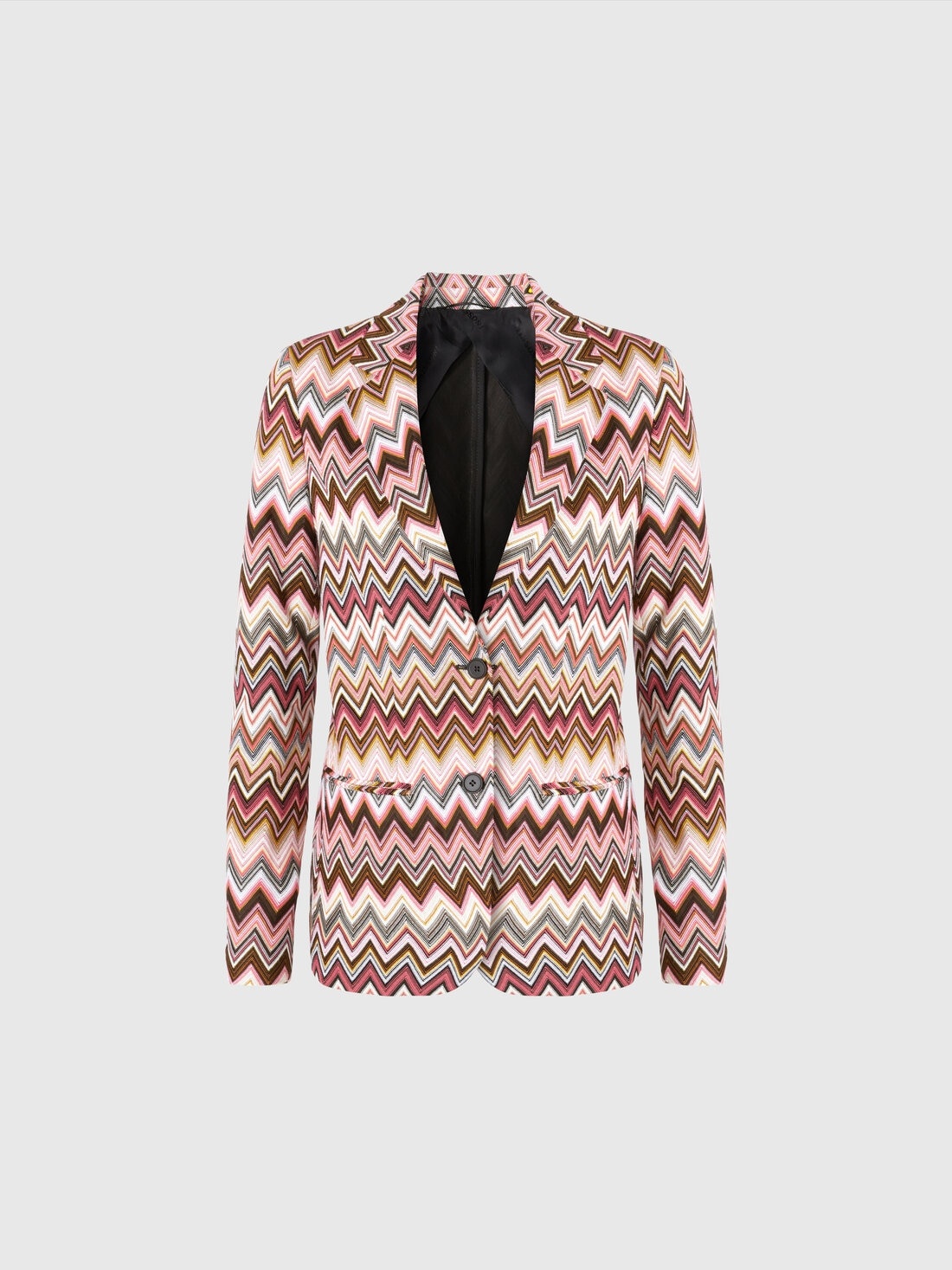 Single-breasted blazer in cotton and zigzag viscose - 1