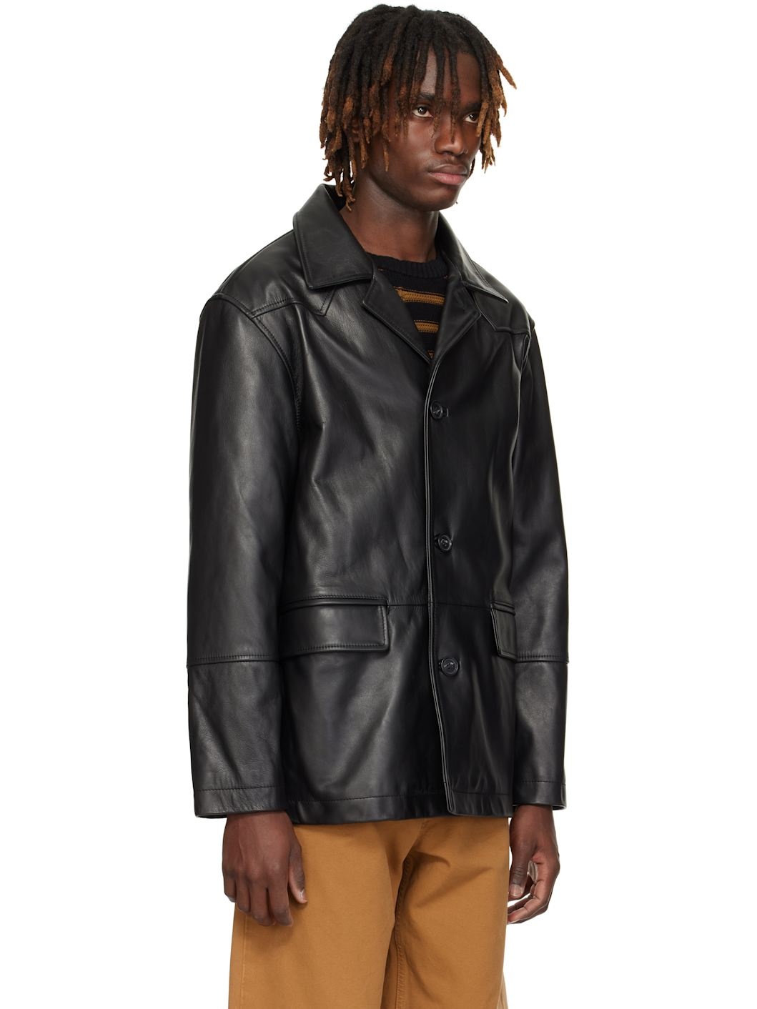 【関税＆送料込み】Mm6 Maison Margiela Black Leather Jacket MM6 Maison Margiela Leather Jacket | Black | FARFETCH