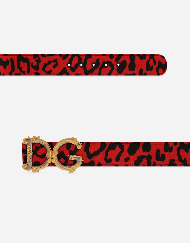 Leopard-print brocade belt with baroque DG logo - 2