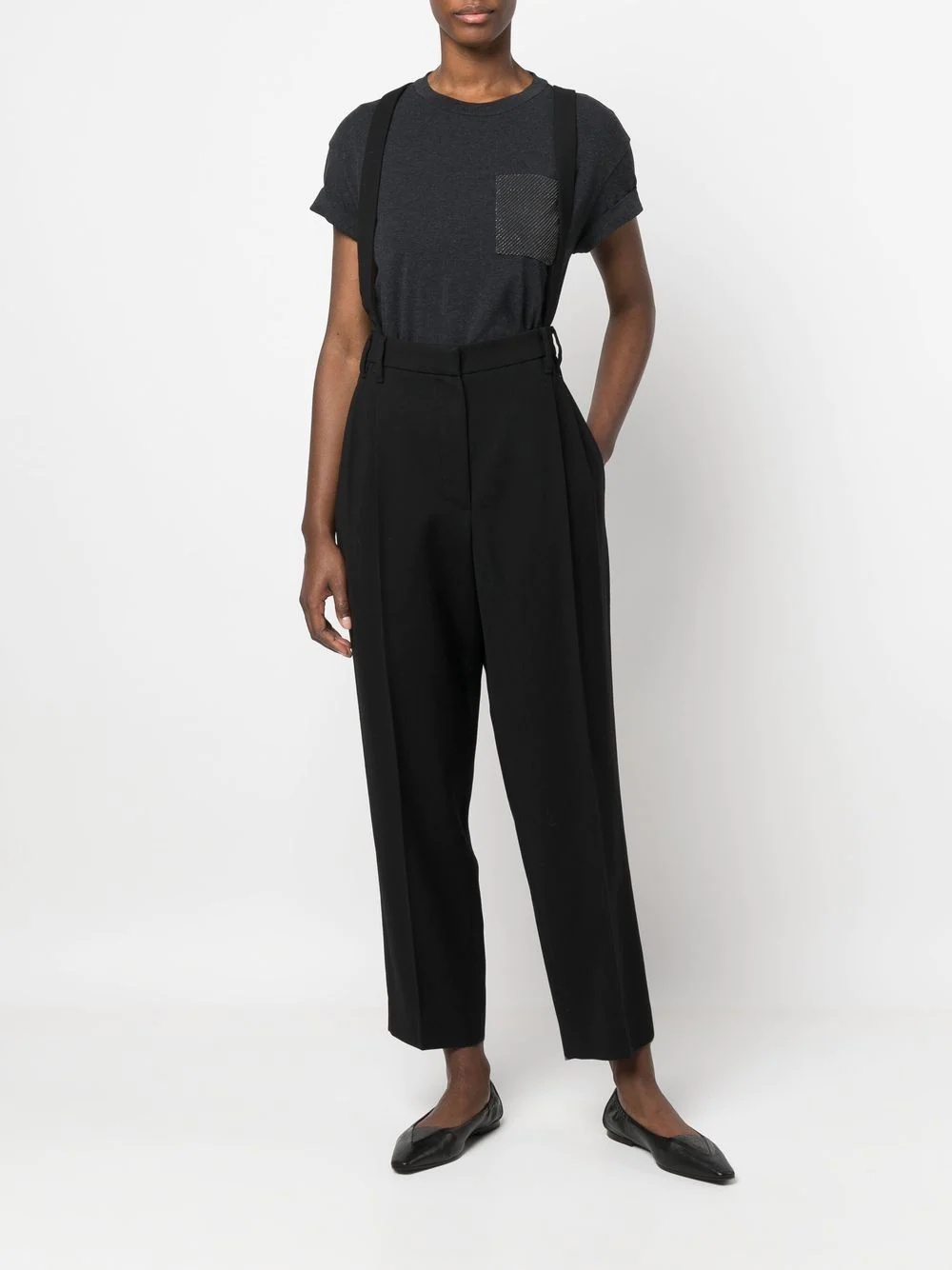 cropped brace-detail trousers - 2