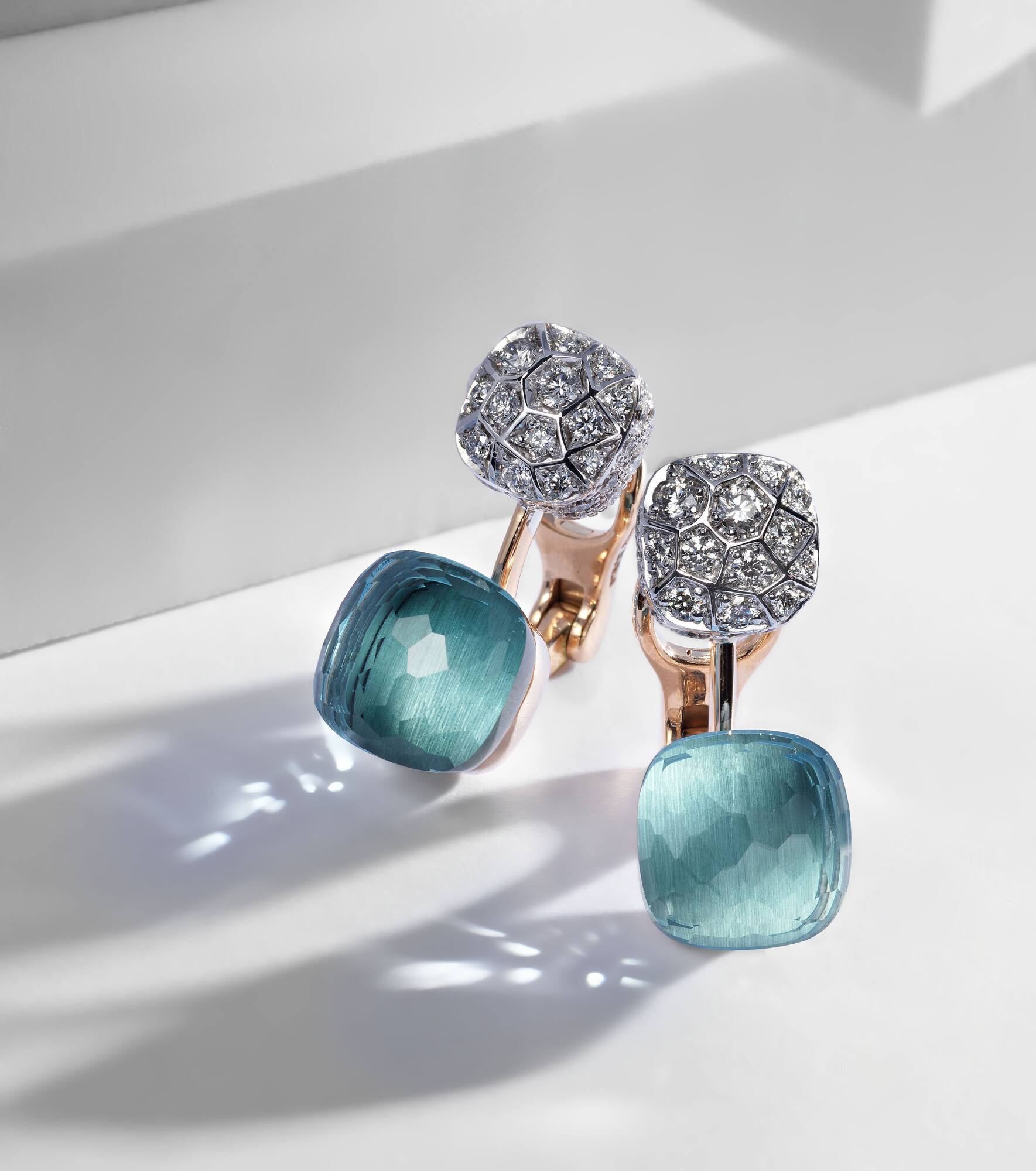Nudo 18kt rose and white gold earrings with topaz and diamonds - 5