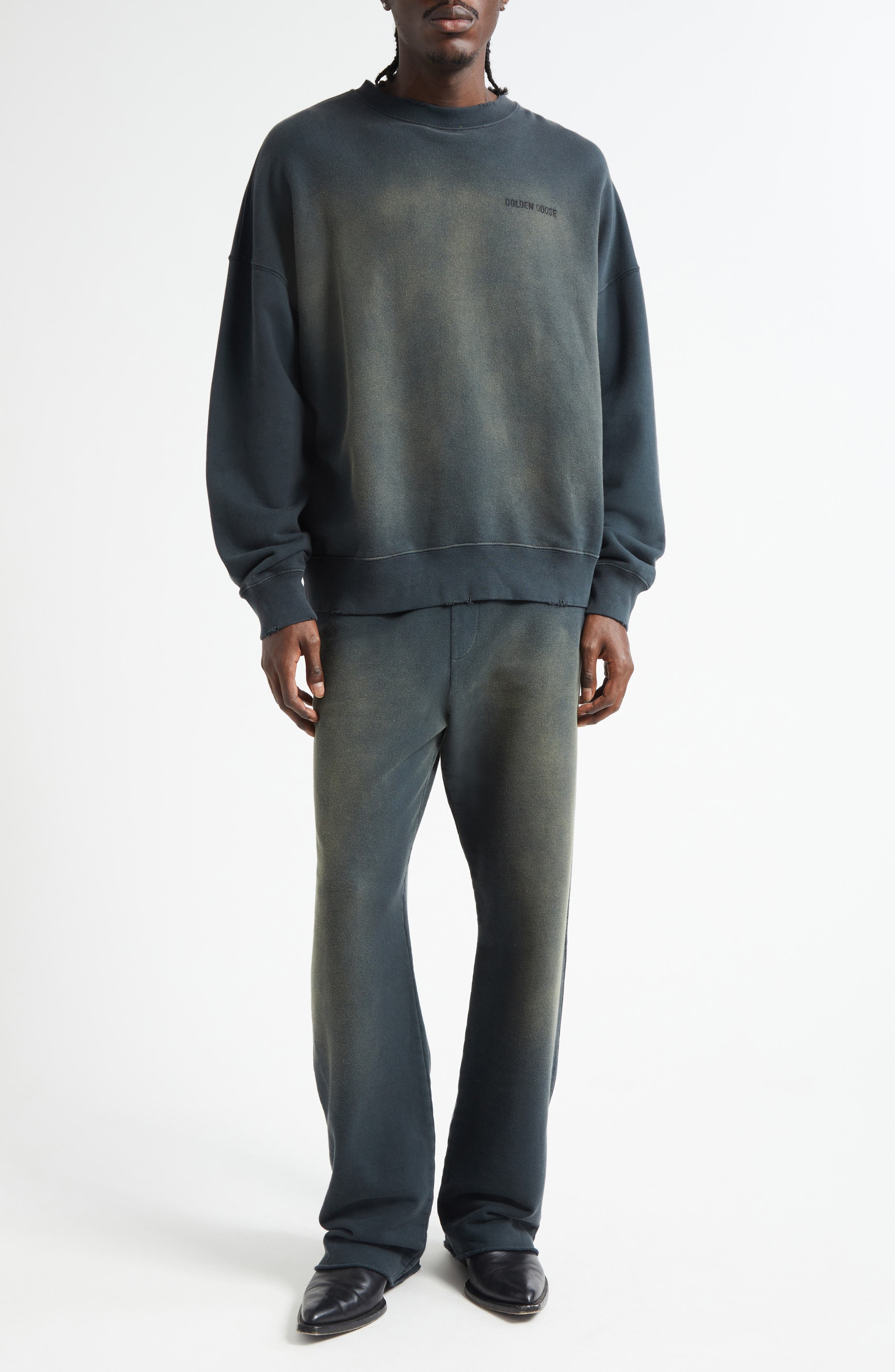 Golden Goose Gender Inclusive Journey Crewneck Sweatshirt in Bleached Washed Black at Nordstrom - 2