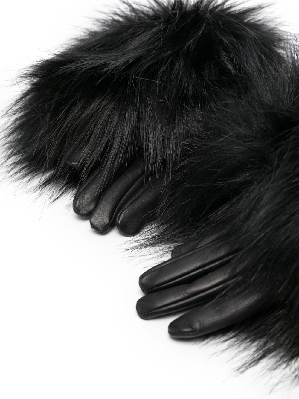 leather faux-fur gloves - 2