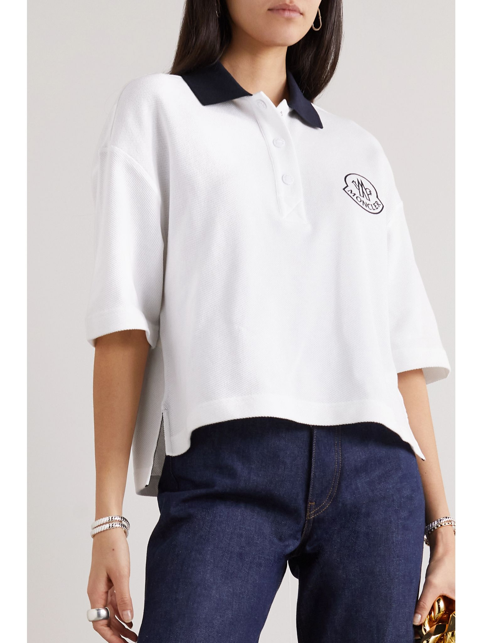 Appliquéd cotton-piqué polo shirt White - 3