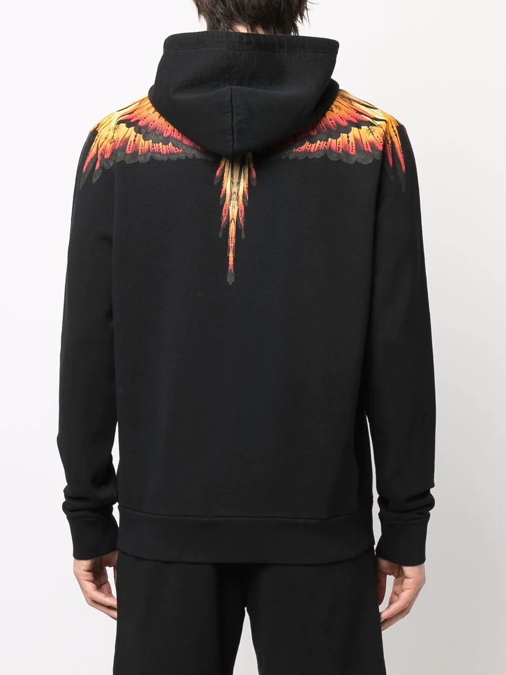 wings-print drawstring cotton hoodie - 4