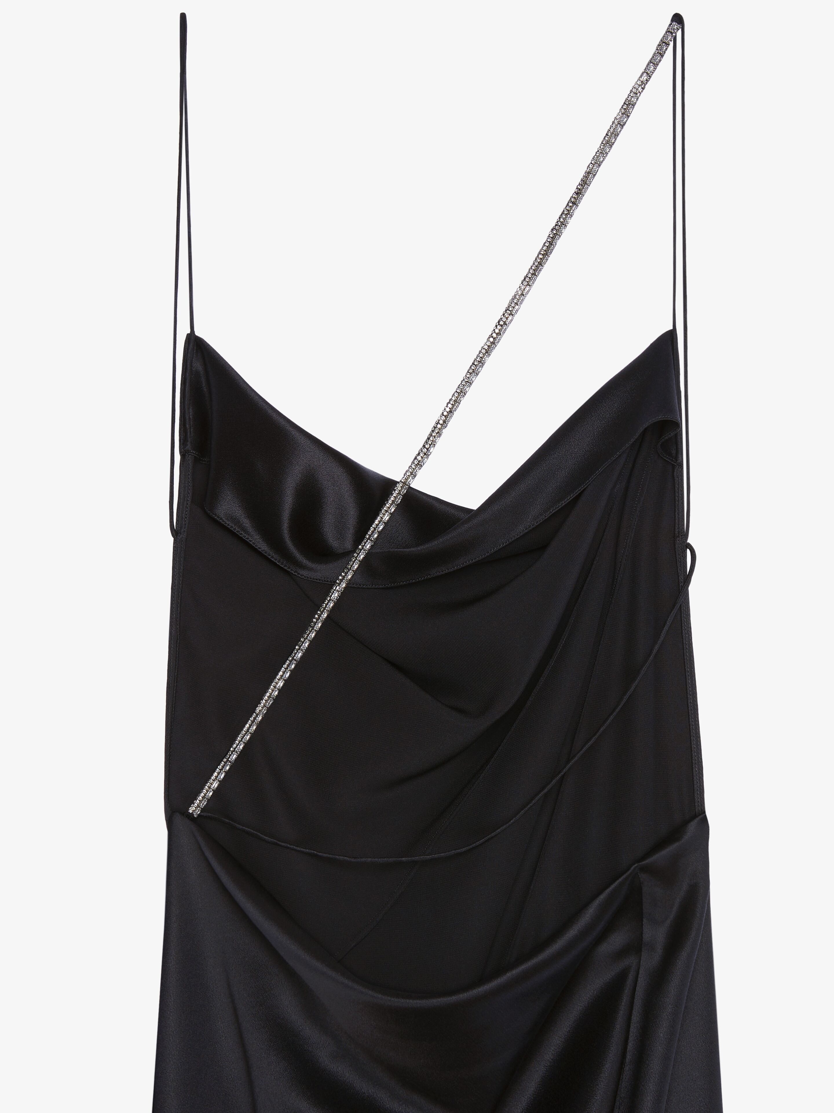 EVENING DRAPED DRESS IN SATIN WITH CRYSTALS - 5