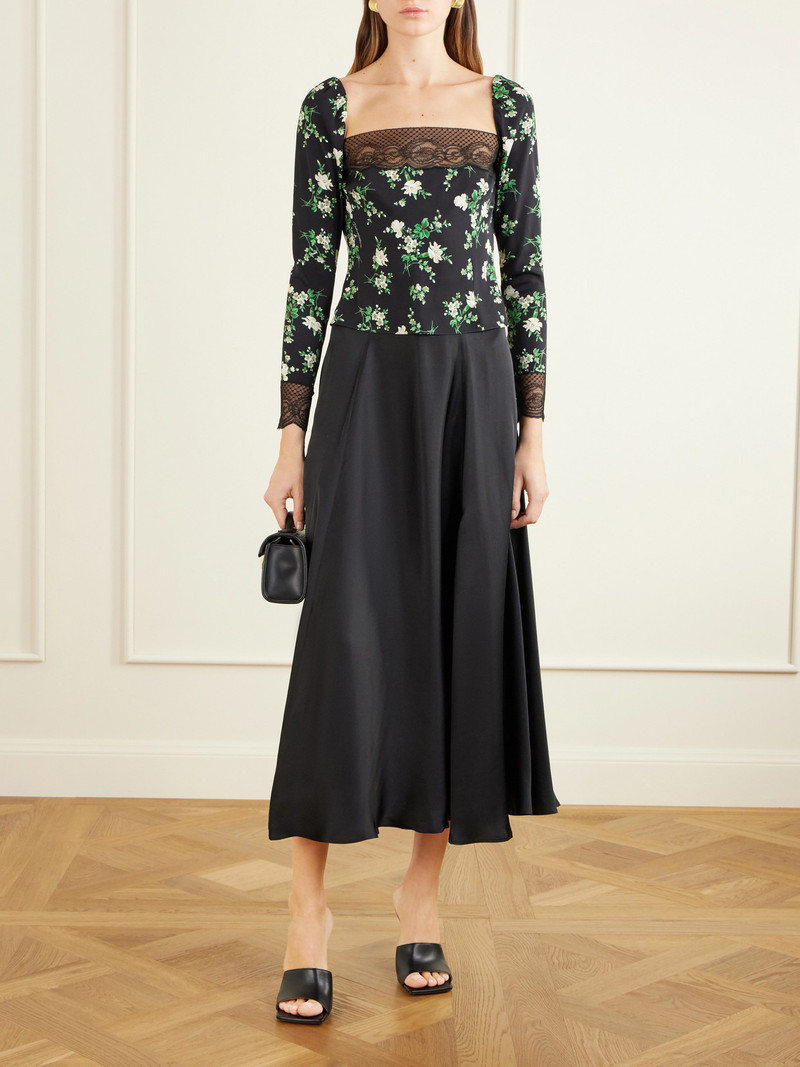 Dolce & Gabbana Floral-print Lace-trimmed Silk-blend Top outlook