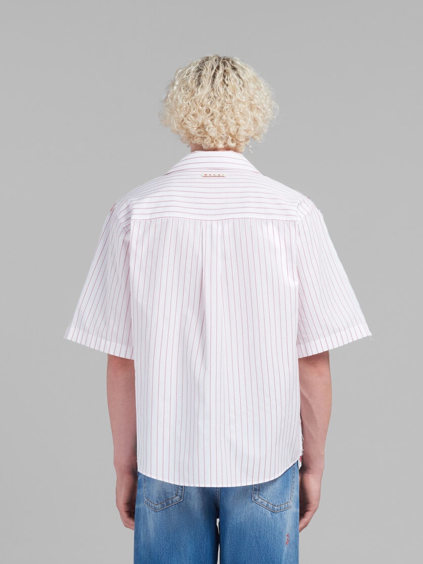 WHITE POPLIN BOWLING SHIRT WITH CONTRAST BACK - 3