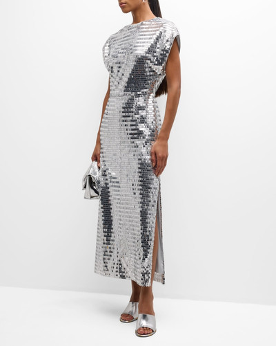 SIMONMILLER Argan Sequined Short-Sleeve Midi Dress outlook