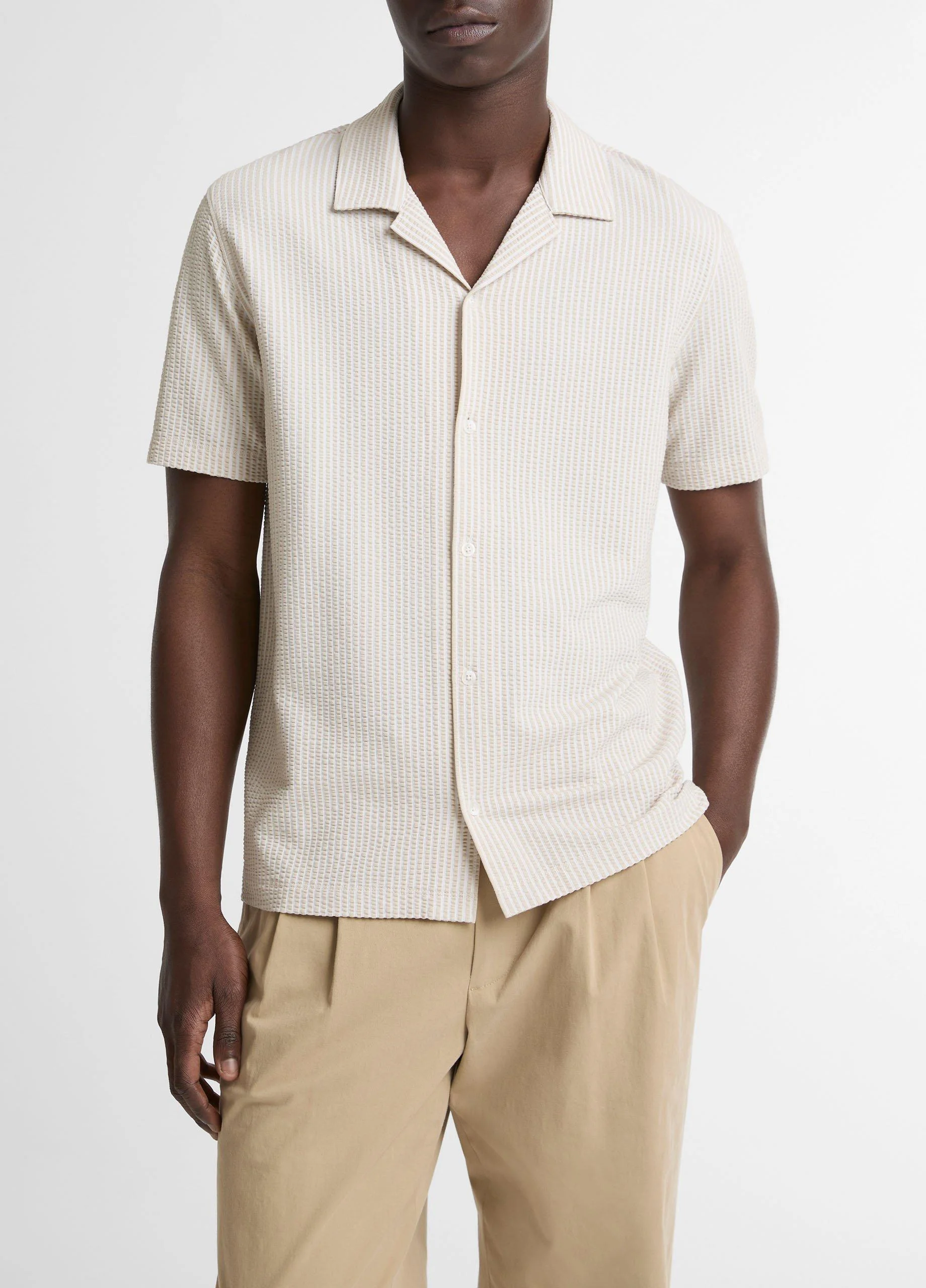 Seersucker Stripe Stretch-Cotton Cabana Shirt - 1