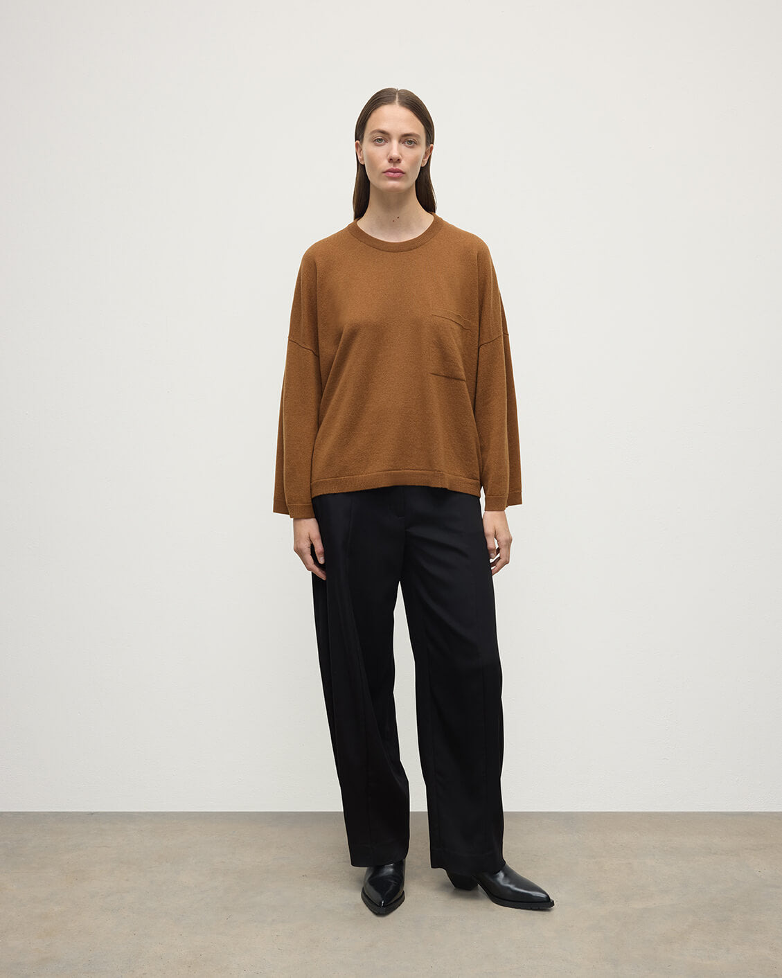 Gauzy Pocket Camel Cashmere Jumper - 2