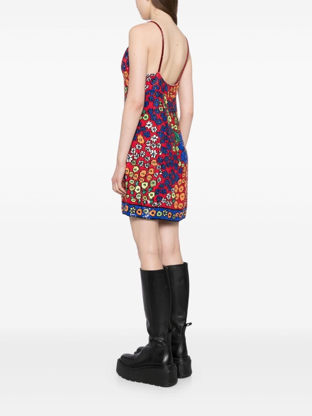 sequin floral-pattern dress - 4