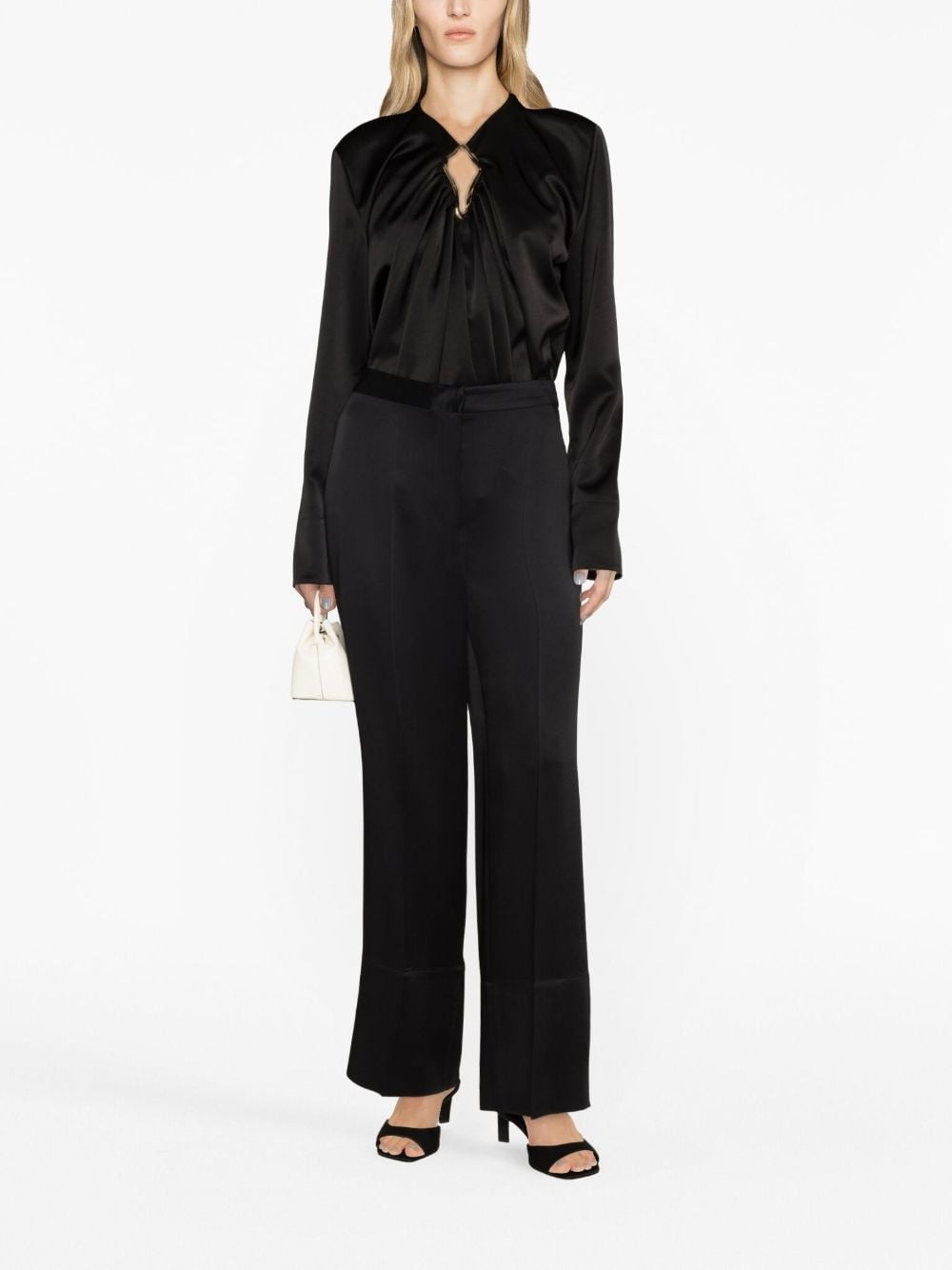 draped long-sleeved blouse - 2